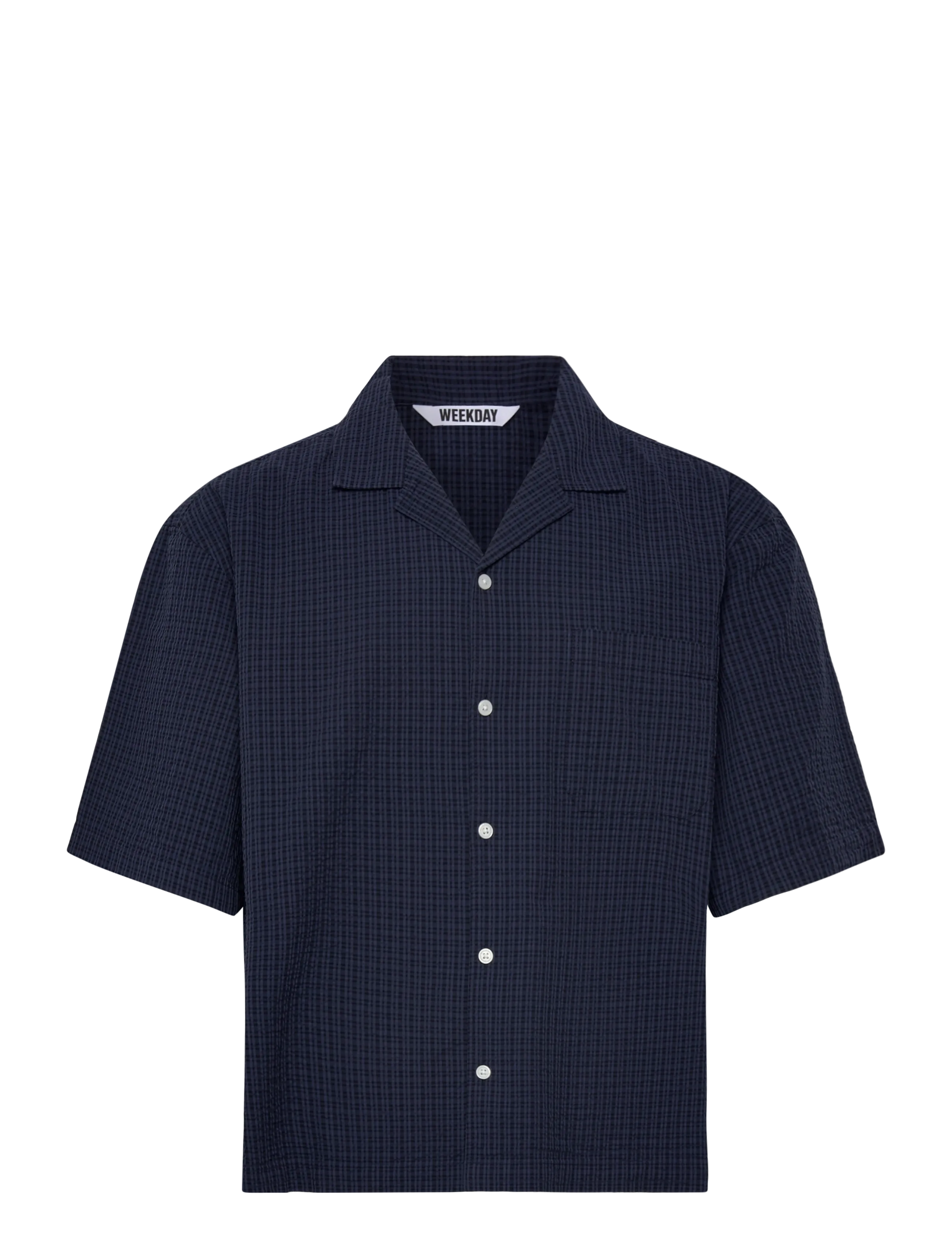 Weekday Oversized Resort Short-Sleeve Shirt, L, Navy, Skjorter > Kortærmede Shirts, Herre
