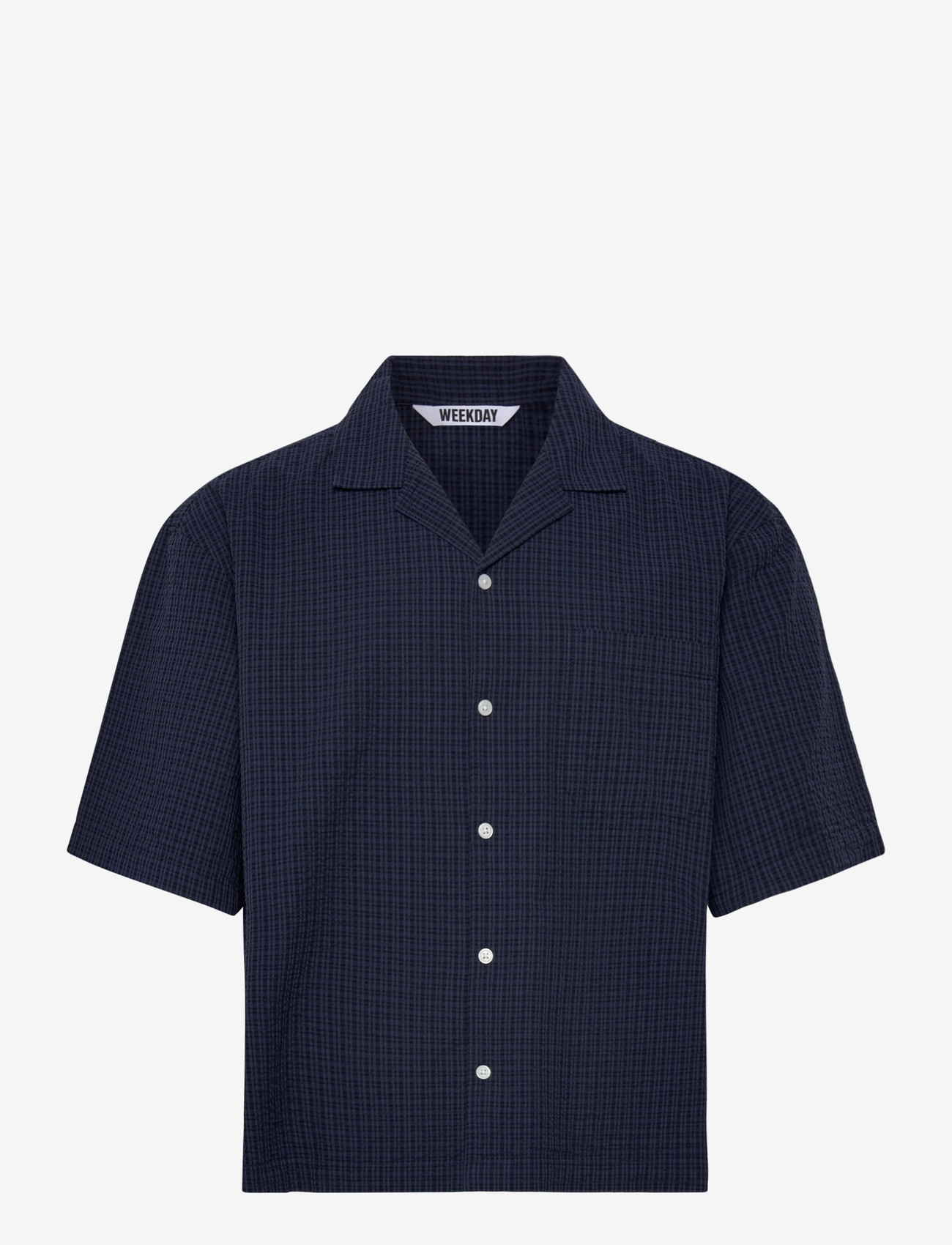 Weekday - Oversized Resort Short-Sleeve Shirt - kortærmede skjorter - blue medium dusty - 0