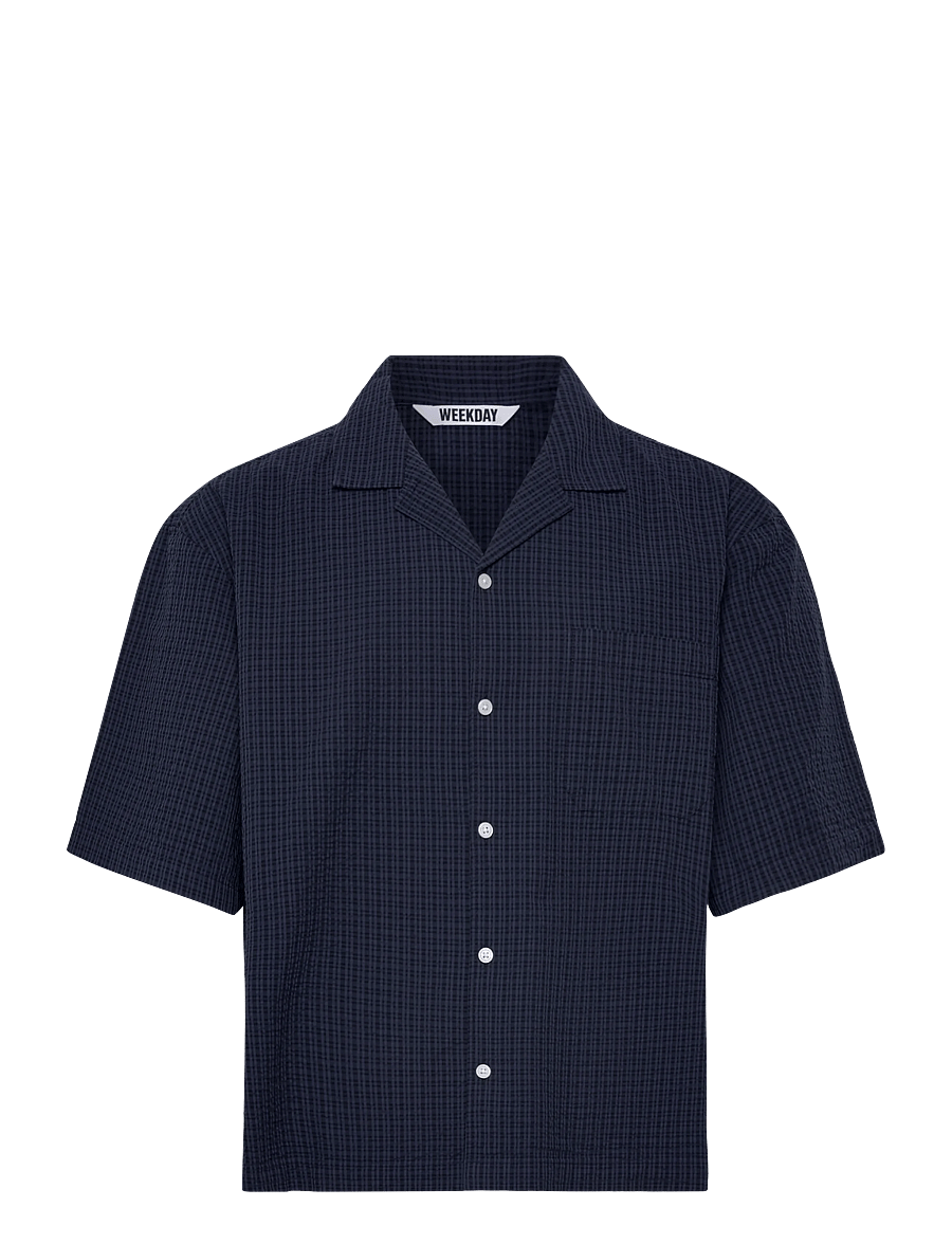 Weekday - Oversized Resort Short-Sleeve Shirt - kurzarmhemden - blue medium dusty - 0