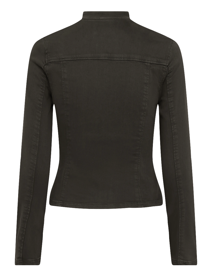 Weekday - GENEVIEVE SLIM STRUCTURED COTTON ZIP JACKET - teksatagid - dark grey - 1