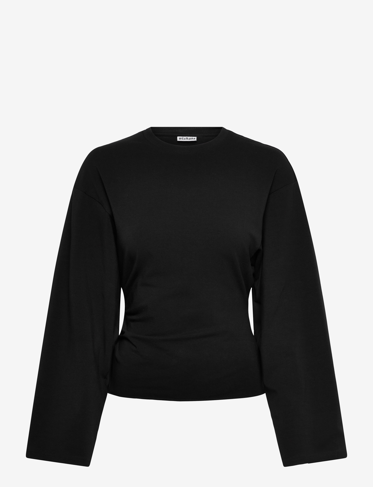 Weekday - Ruched Long-Sleeved T-shirt - langärmlige tops - black - 0