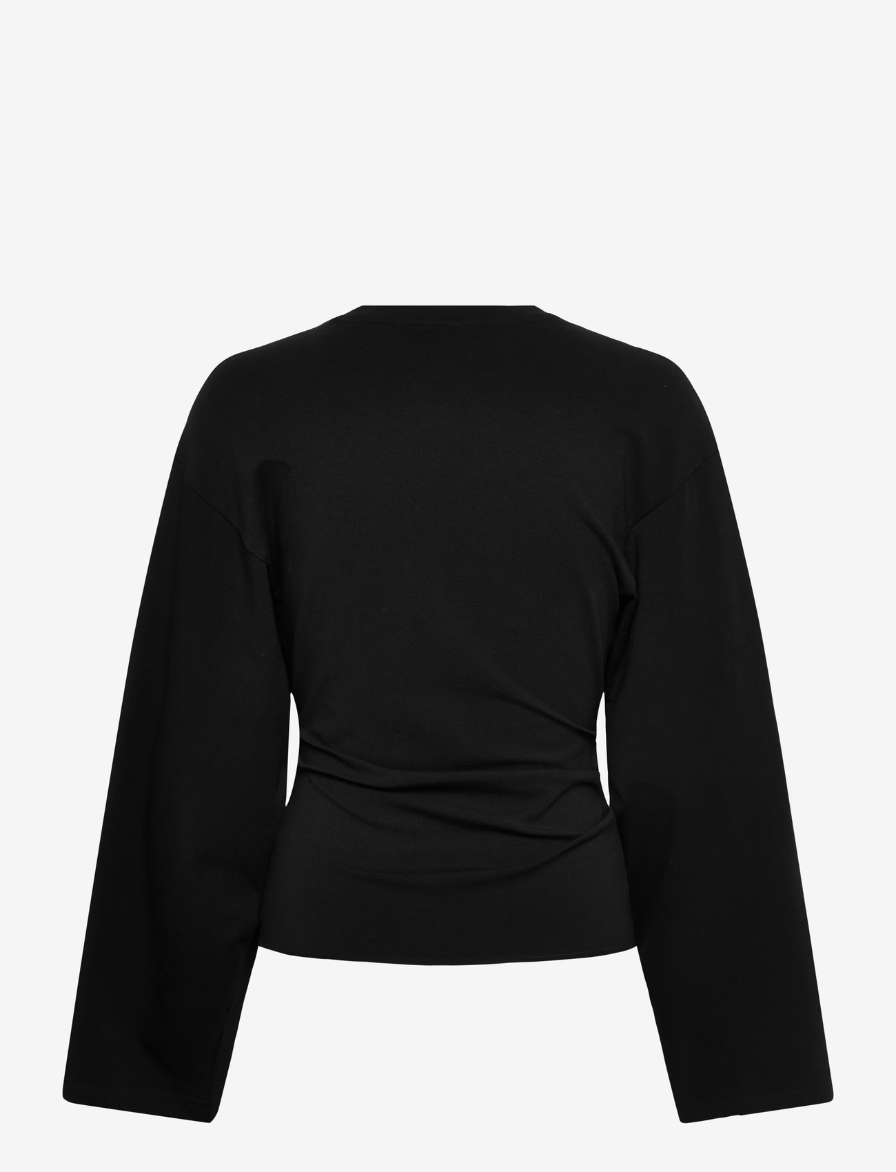Weekday - Ruched Long-Sleeved T-shirt - langärmlige tops - black - 1