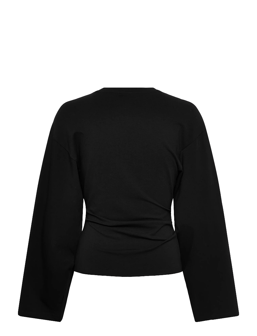 Weekday - Ruched Long-Sleeved T-shirt - langærmede toppe - black - 1