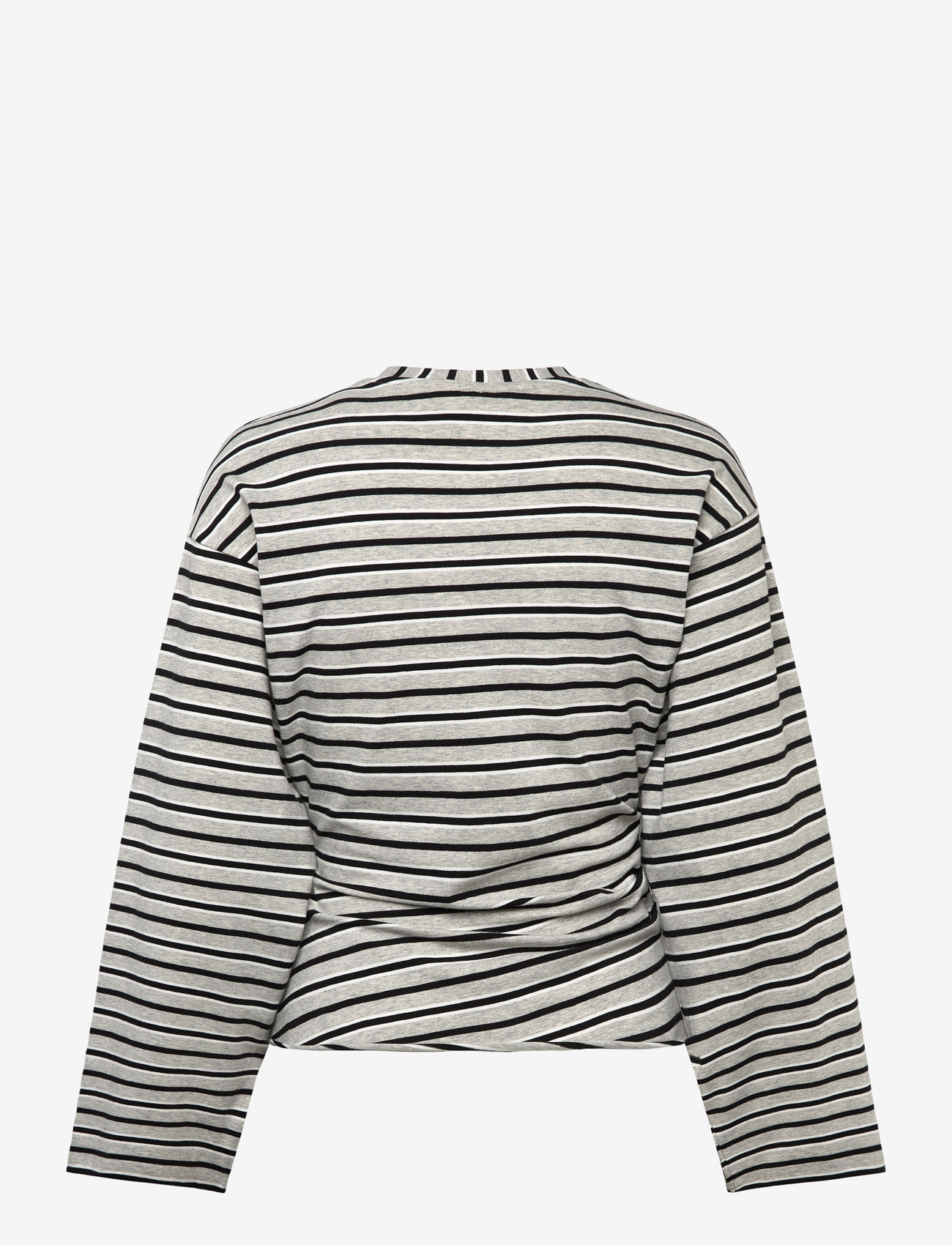 Weekday - Ruched Long-Sleeved T-shirt - långärmade toppar - black/white stripe - 1
