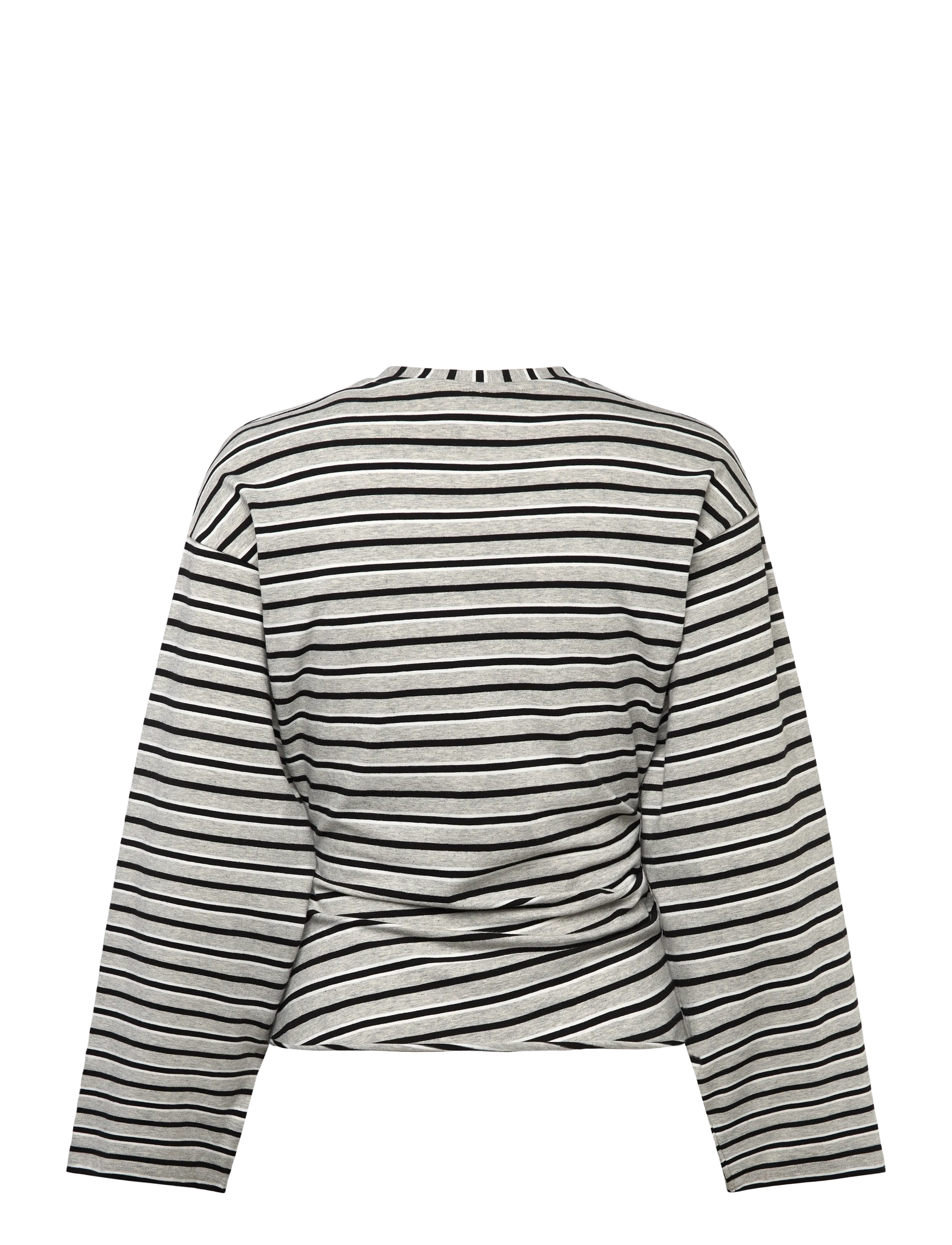 Weekday - Ruched Long-Sleeved T-shirt - långärmade toppar - black/white stripe - 1
