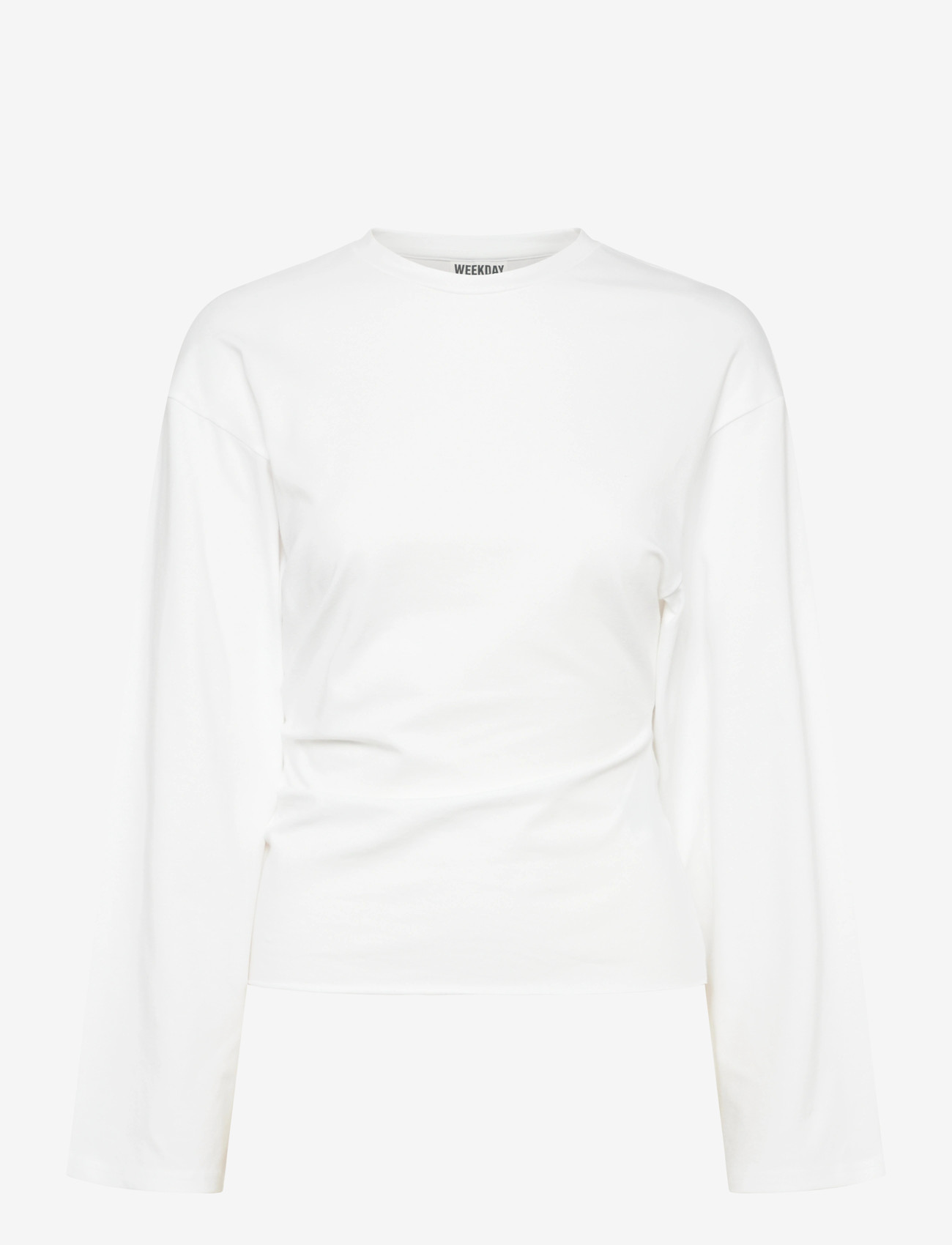 Weekday - Ruched Long-Sleeved T-shirt - long-sleeved tops - white - 0
