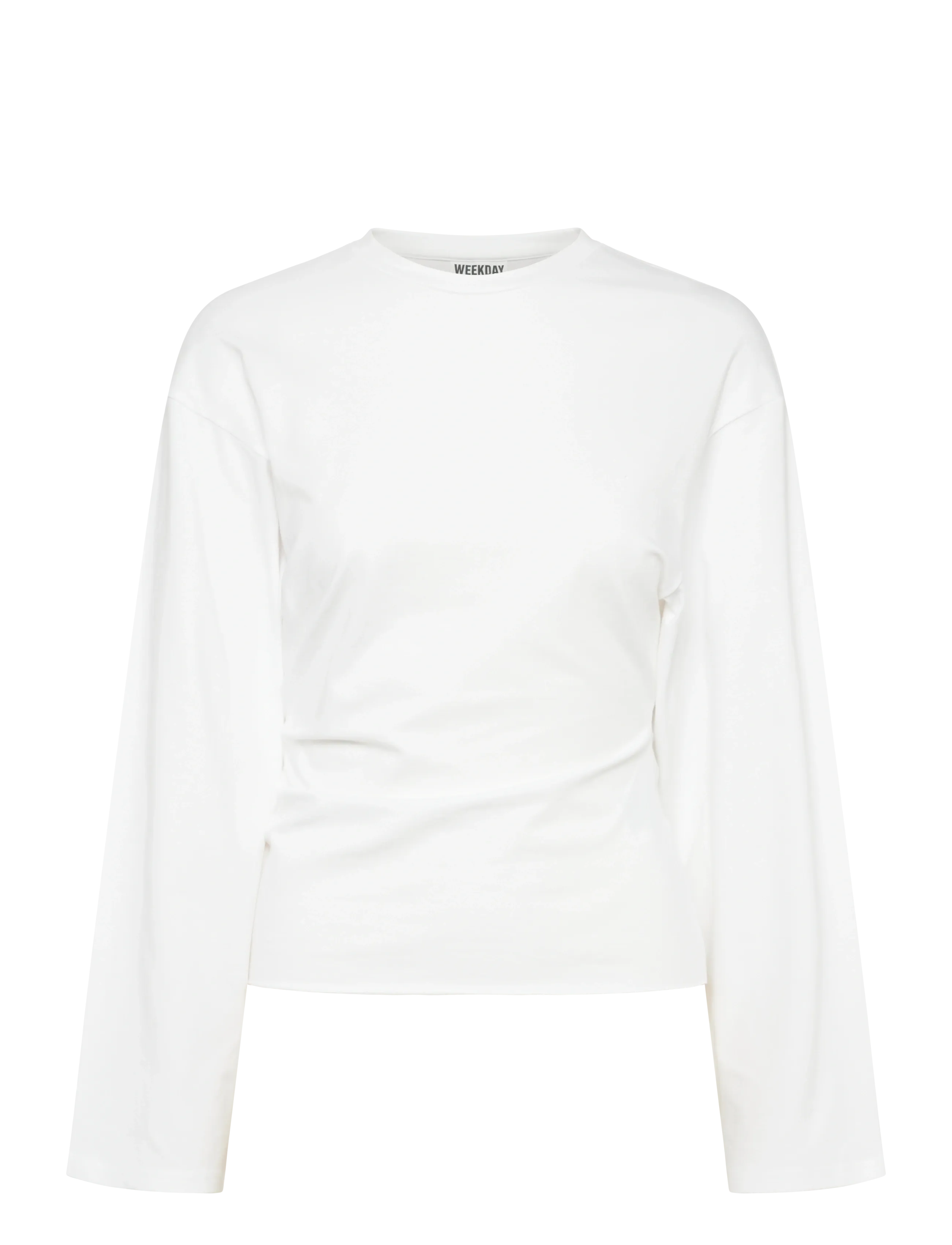 Weekday Ruched Long-Sleeved T-shirt - Weekday - WHITE / white