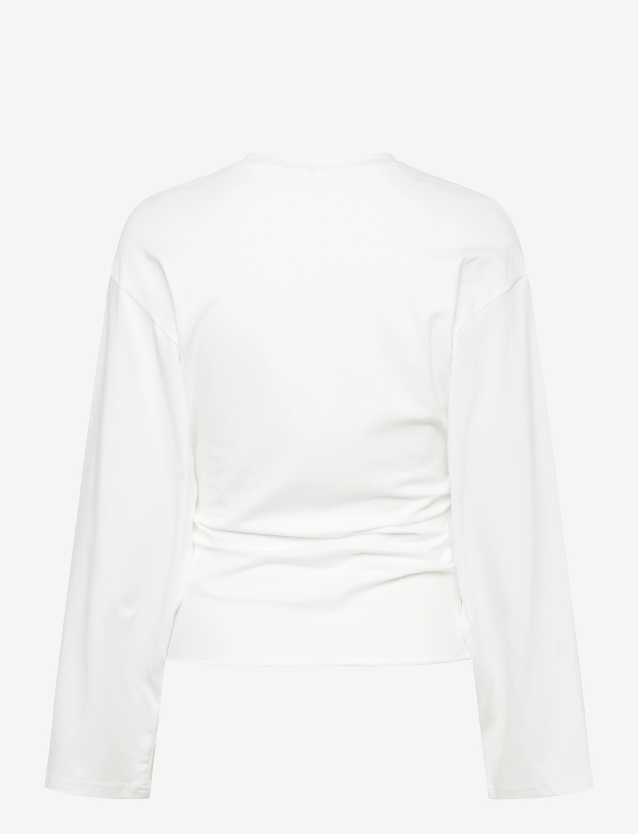 Weekday - Ruched Long-Sleeved T-shirt - long-sleeved tops - white - 1