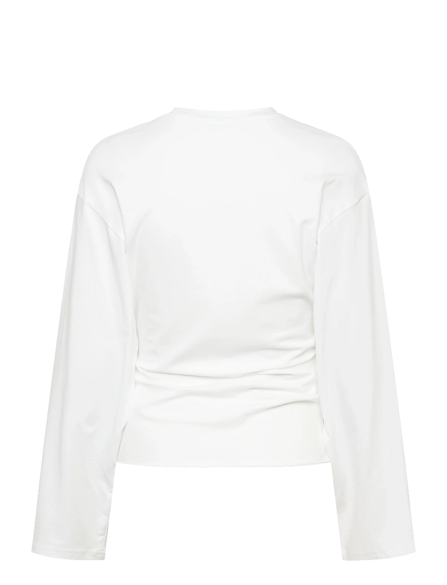 Weekday - Ruched Long-Sleeved T-shirt - langærmede toppe - white - 1