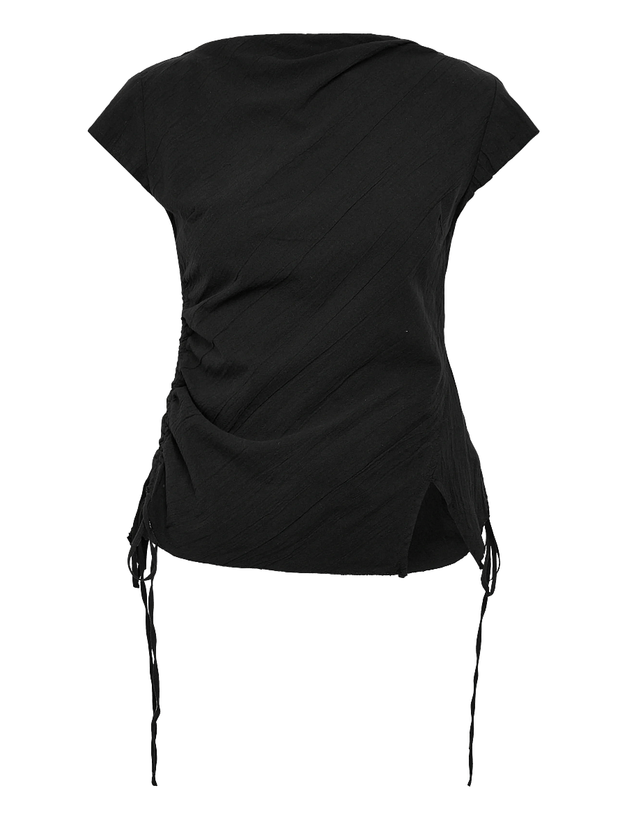 Weekday - Fitted Shirt Top - t-shirts - black - 0