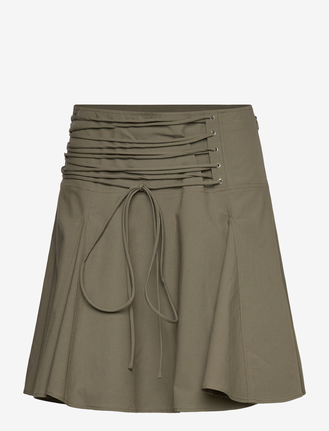 Weekday - Mid Rise Tie Waist Midi Skirt - midi-röcke - khaki green - 0