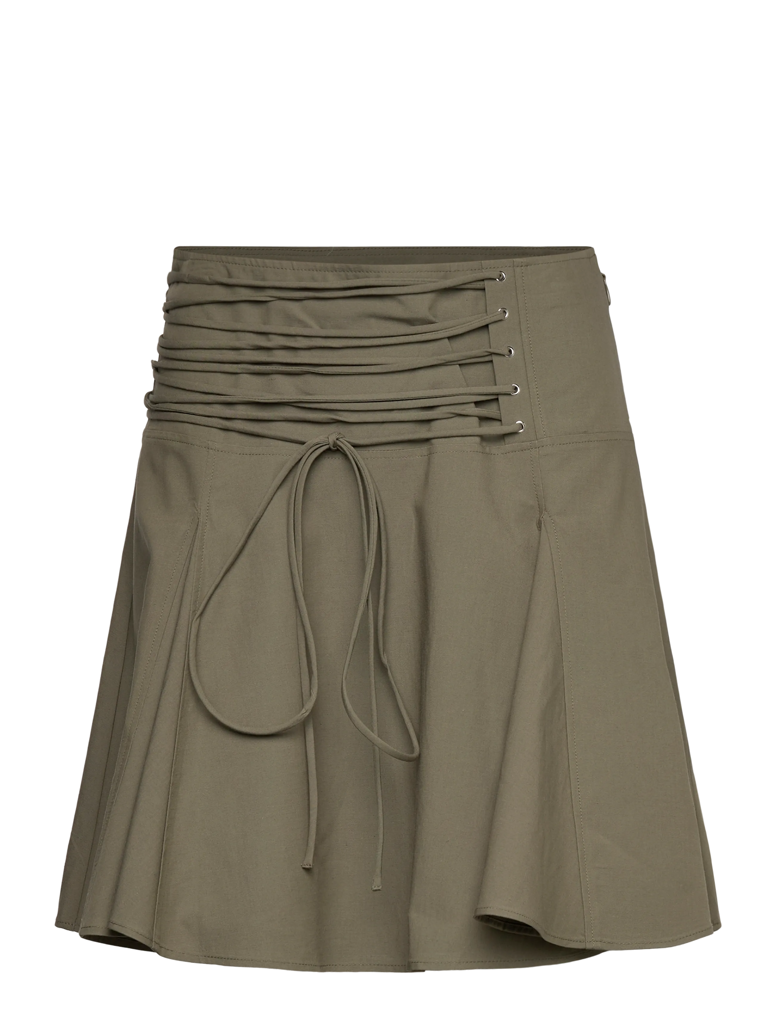 Weekday Mid Rise Tie Waist Midi Skirt - Skirts - KHAKI GREEN / khaki/green