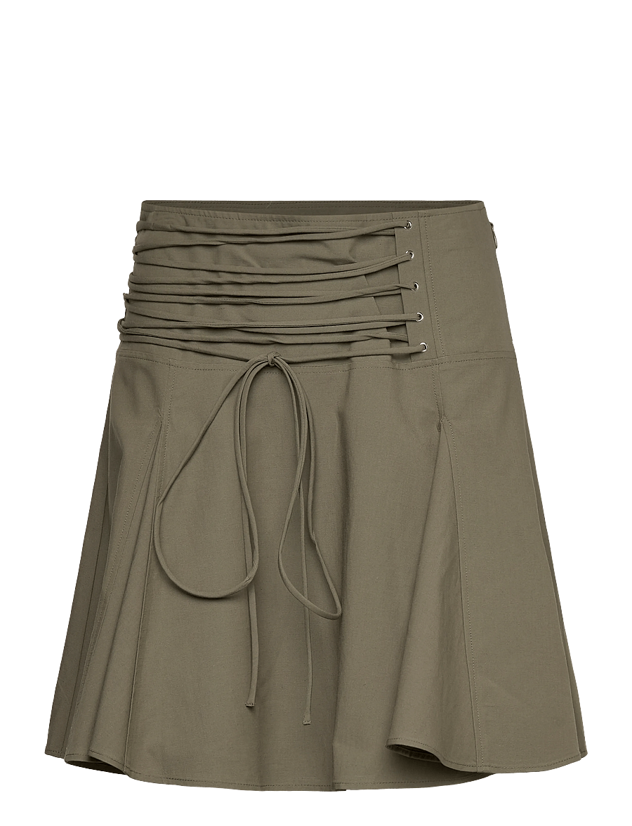 Weekday - Mid Rise Tie Waist Midi Skirt - midiseelikud - khaki green - 0