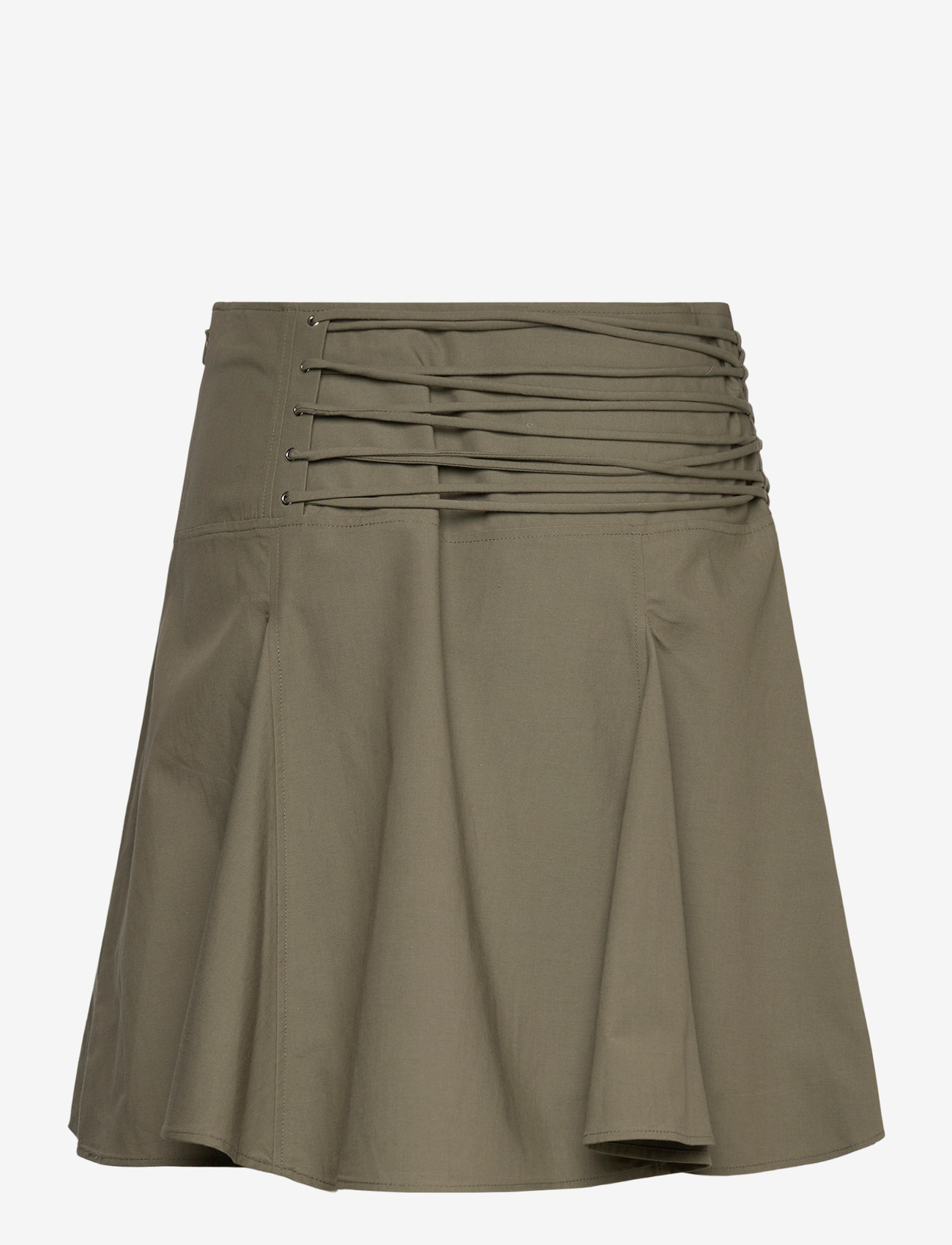 Weekday - Mid Rise Tie Waist Midi Skirt - midi-röcke - khaki green - 1