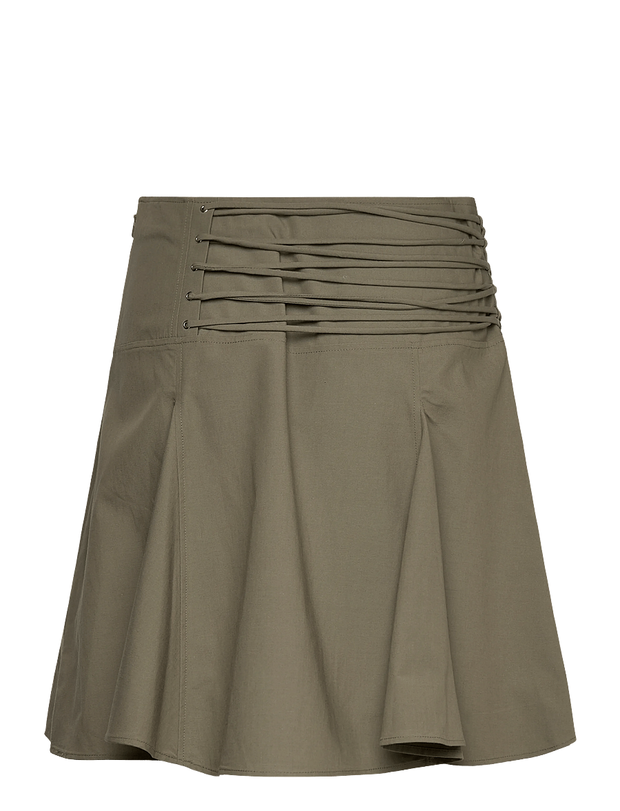 Weekday - Mid Rise Tie Waist Midi Skirt - midi-röcke - khaki green - 1