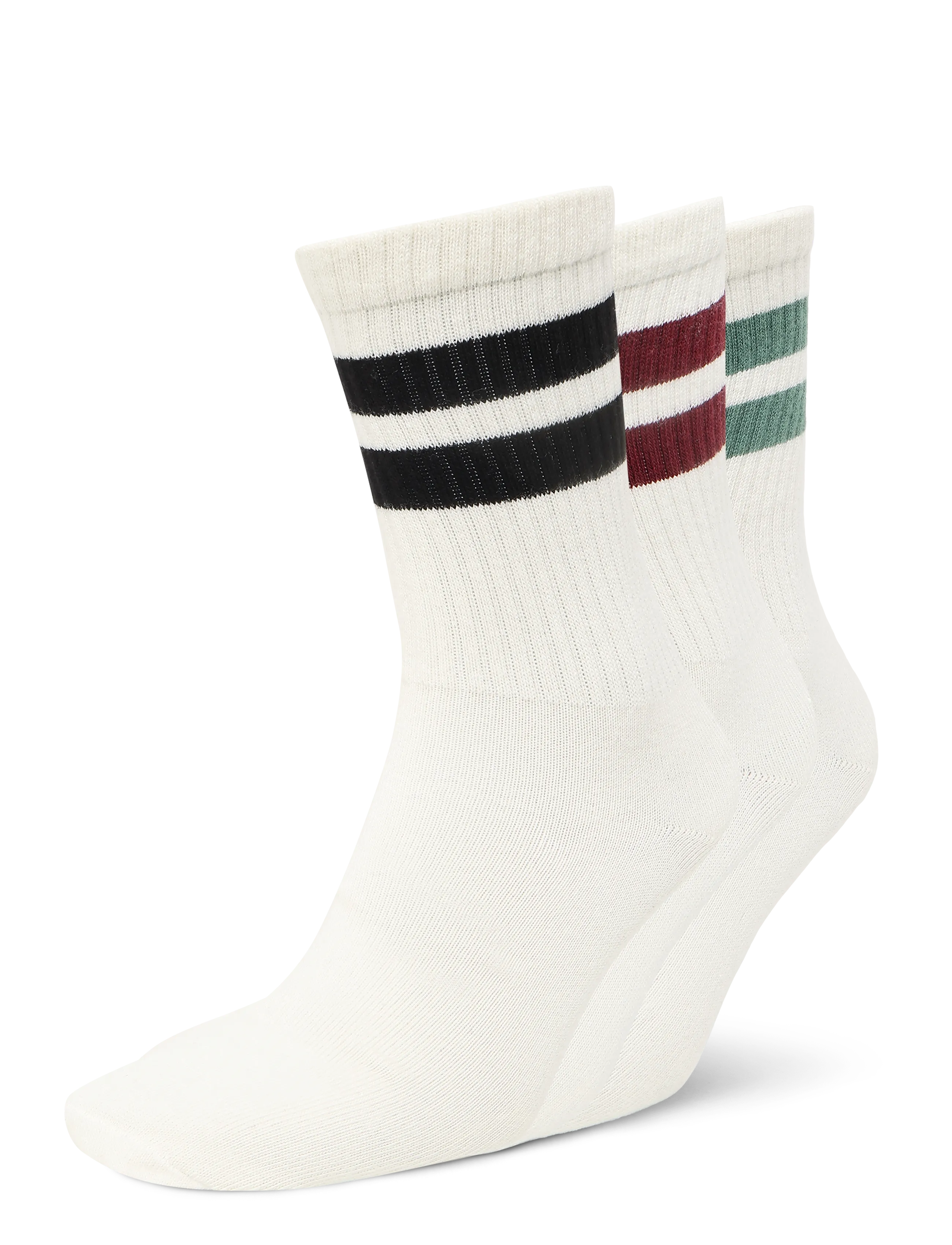 Weekday 3-pack Striped Sport Socks - Multipack strømper - WHITE DUSTY LIGHT / white