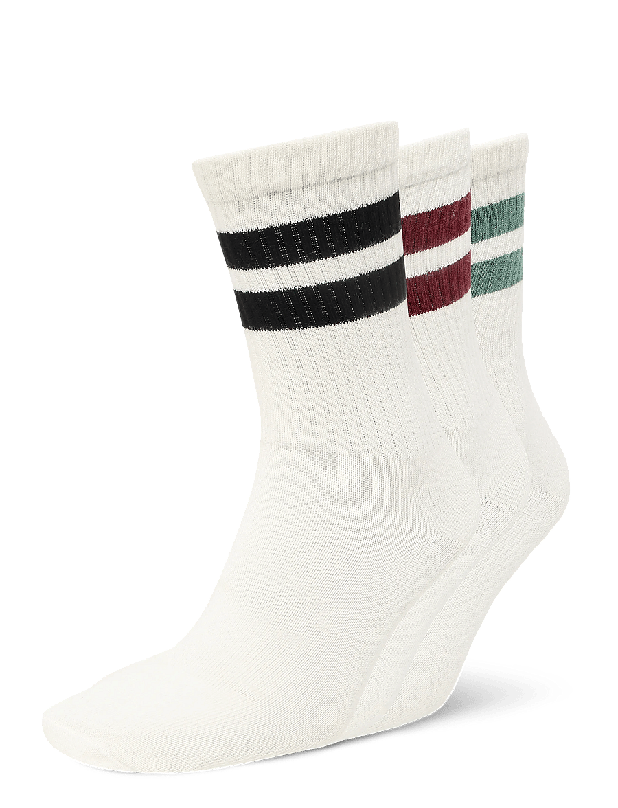 Weekday - 3-pack Striped Sport Socks - sokker - white dusty light - 0