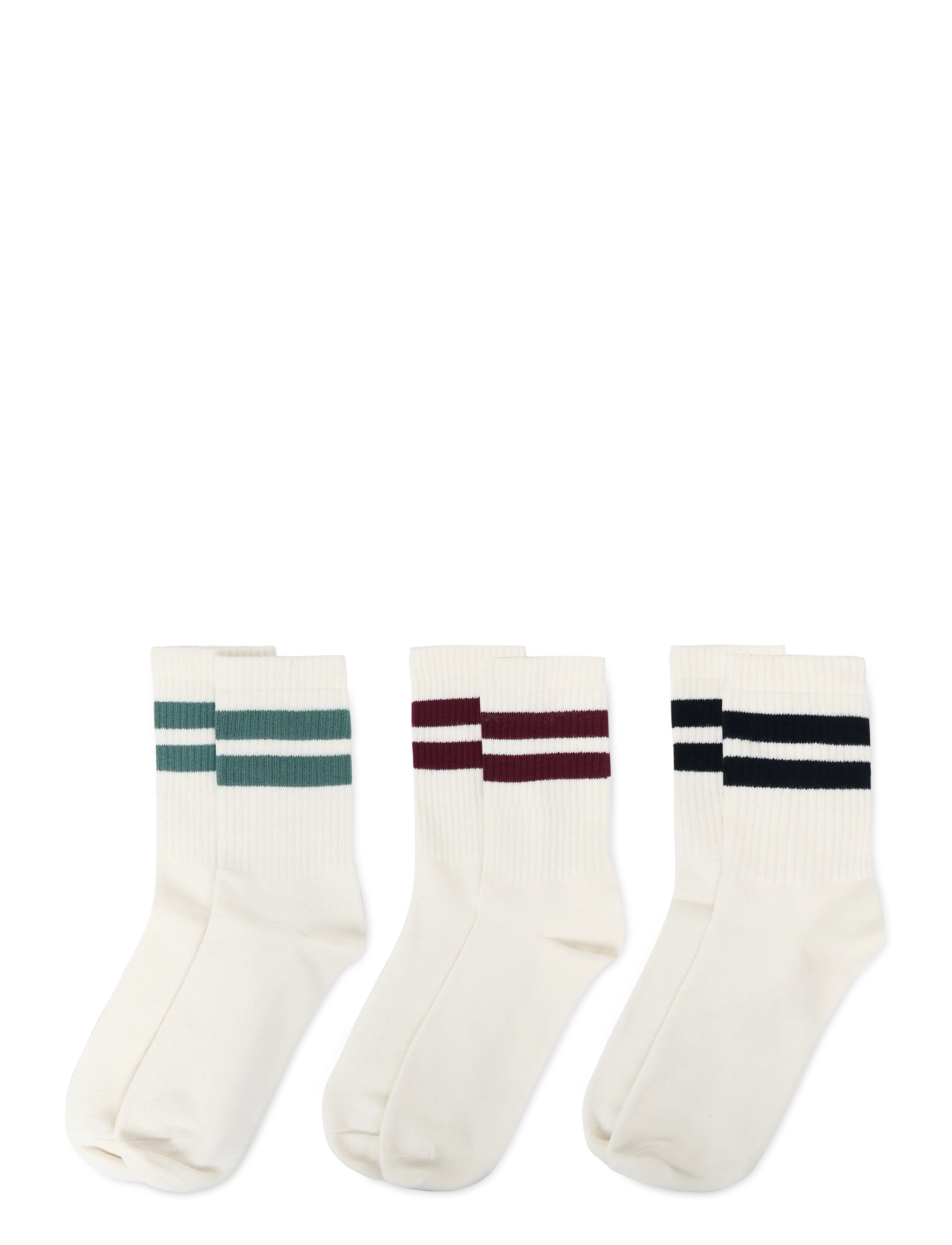 Weekday - 3-pack Striped Sport Socks - sokker - white dusty light - 1