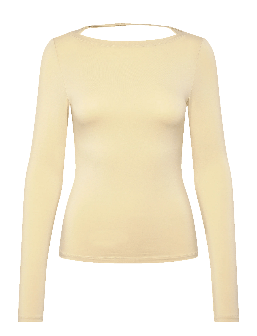 Weekday - Open Back Long Sleeve Top - langærmede toppe - beige - 0