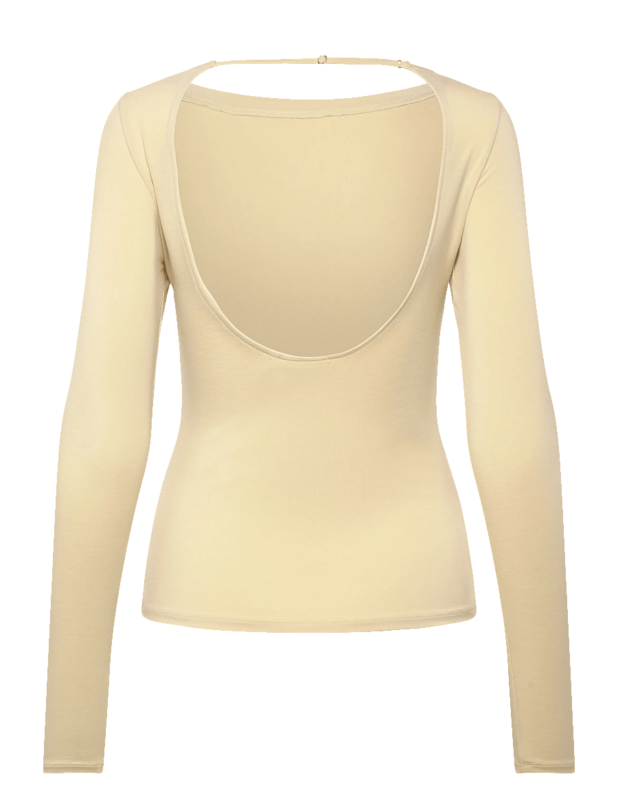 Weekday - Open Back Long Sleeve Top - langærmede toppe - beige - 1