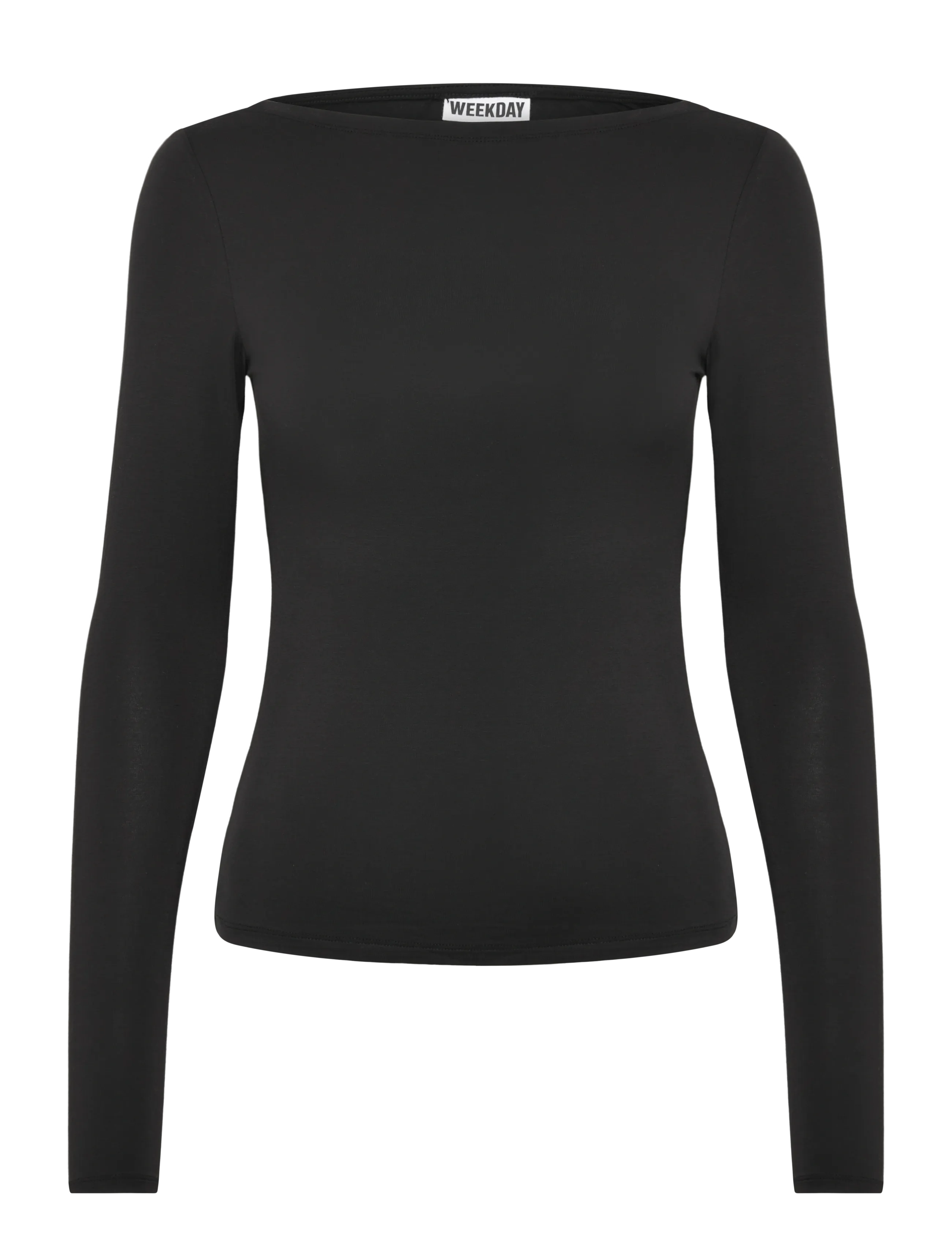 Weekday Open Back Long Sleeve Top, Kvinder, Åben Ryg Langærmet Top, Sort, Str: M