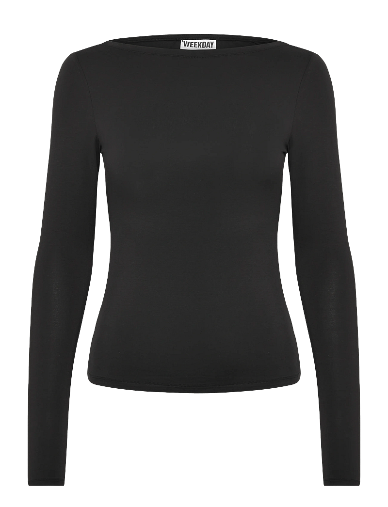 Weekday - Open Back Long Sleeve Top - langärmlige tops - black - 0