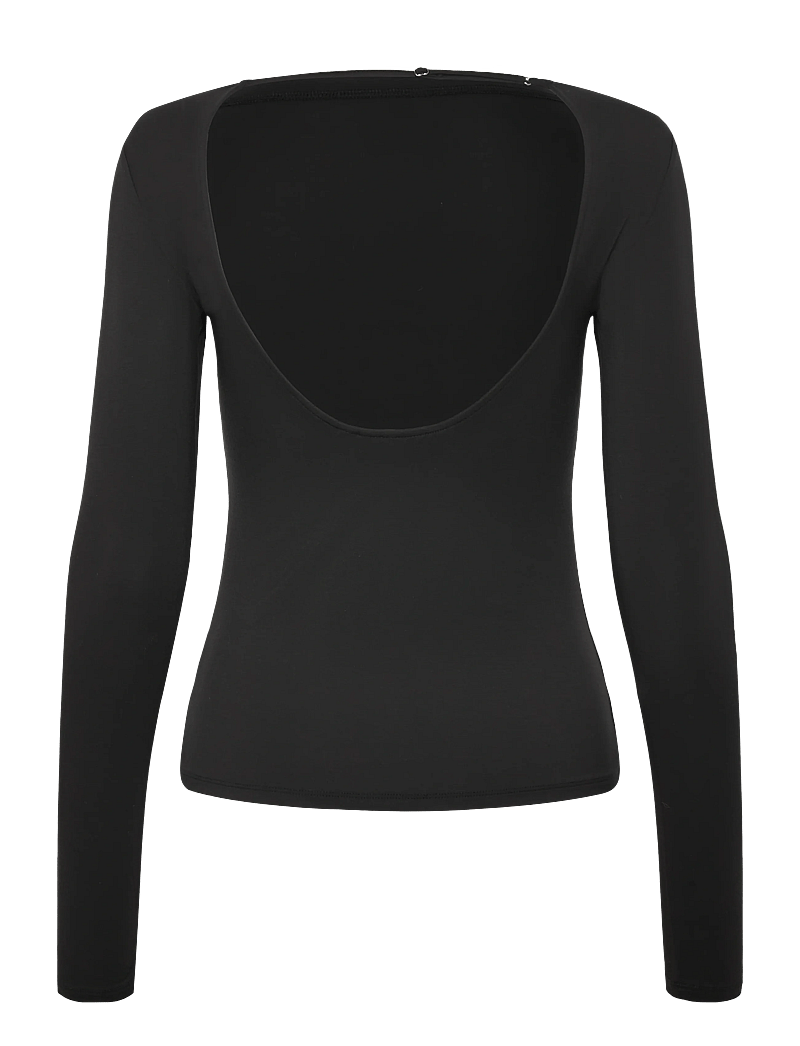Weekday - Open Back Long Sleeve Top - långärmade toppar - black - 1