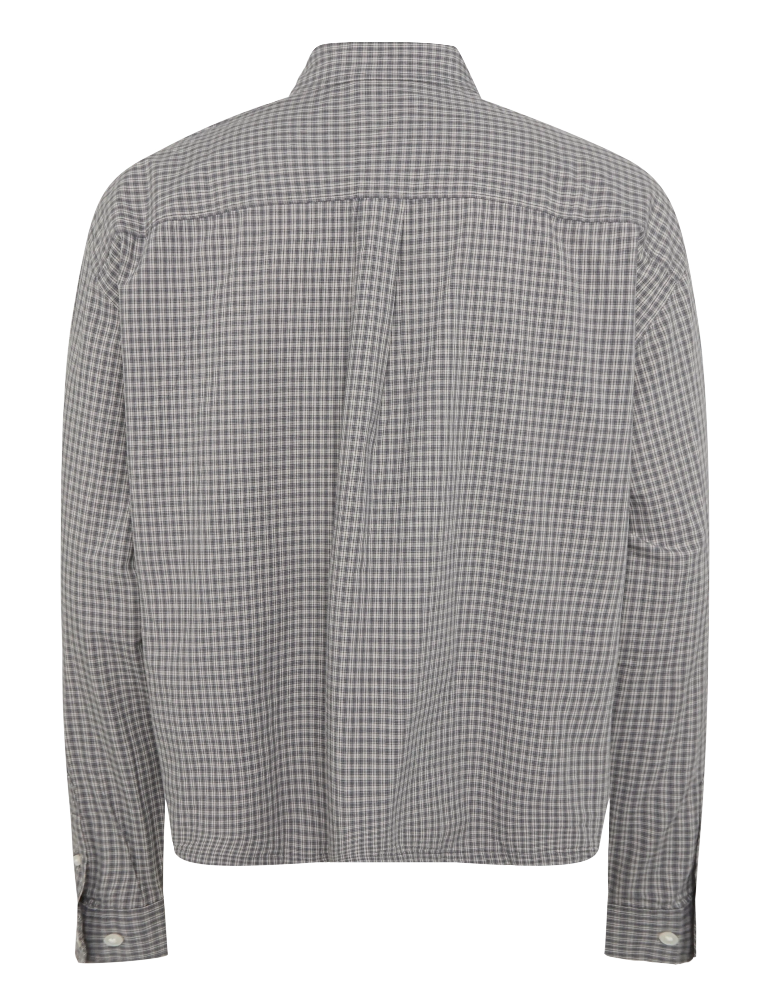 Weekday - Relaxed Boxy Poplin Shirt - checkered shirts - steel blue/offwhite minicheck - 1