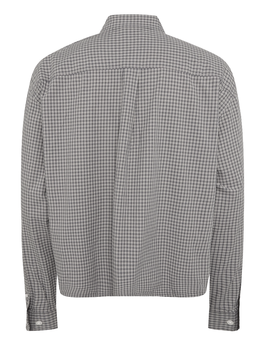 Weekday - Relaxed Boxy Poplin Shirt - checkered shirts - steel blue/offwhite minicheck - 1