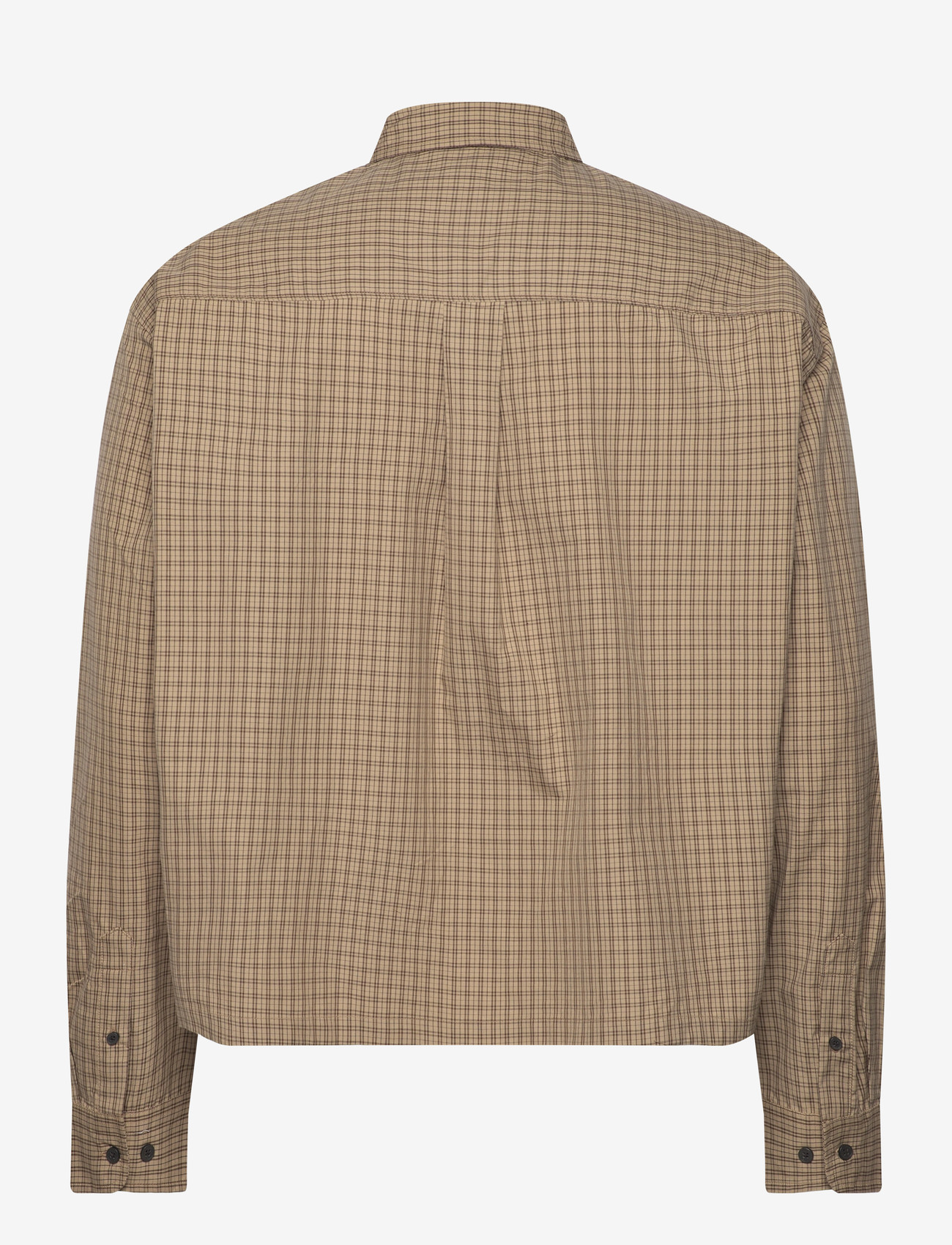 Weekday - Long Sleeve Loose Poplin Shirt - rutiga skjortor - beige check - 1