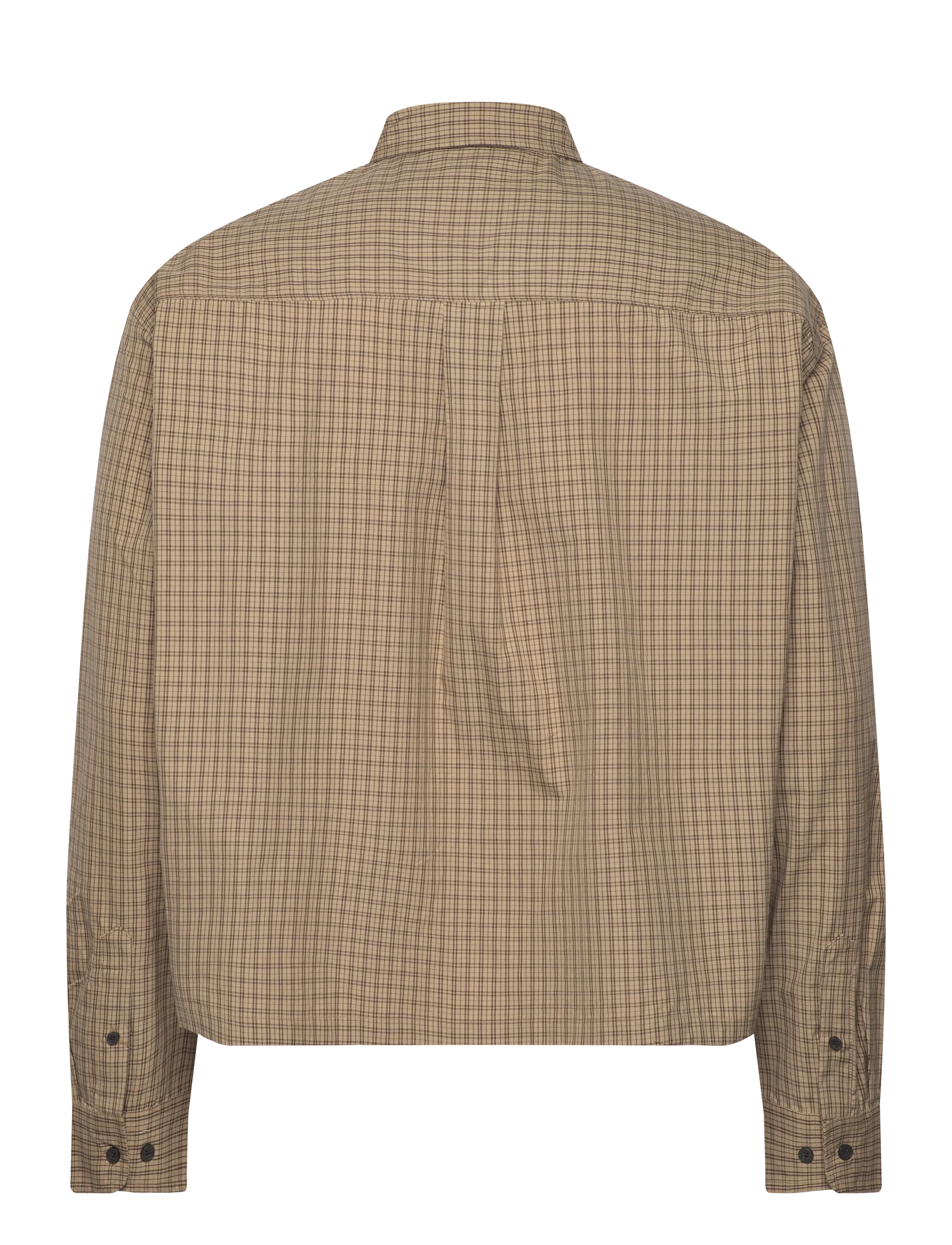 Weekday - Long Sleeve Loose Poplin Shirt - ruudulised särgid - beige check - 1