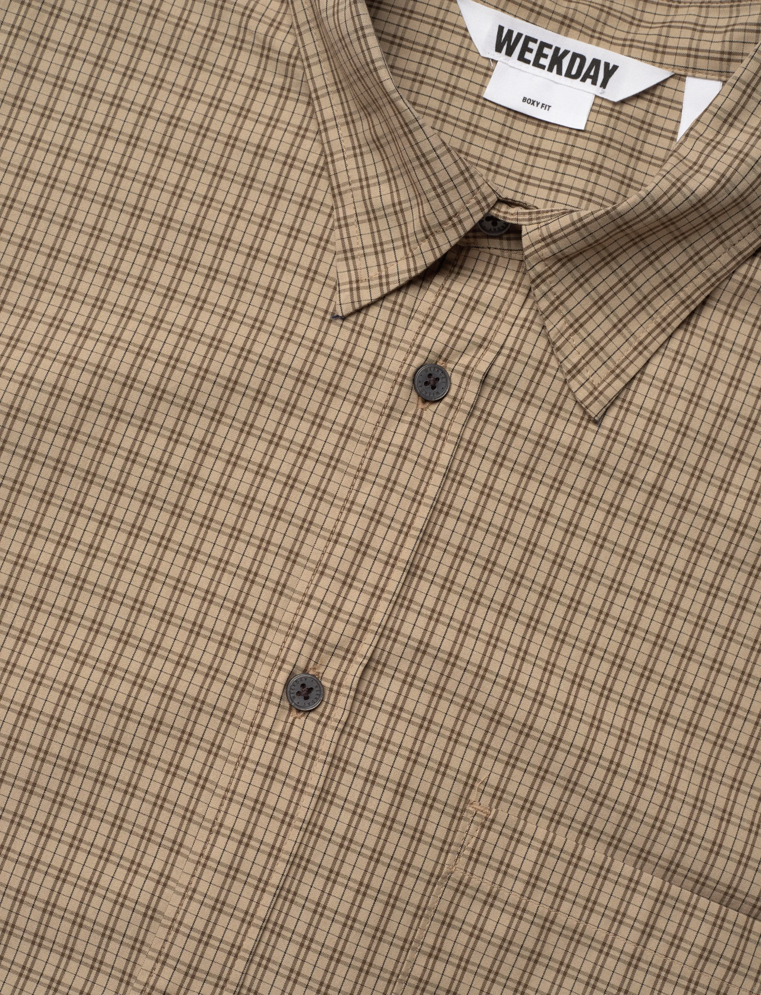 Weekday - Long Sleeve Loose Poplin Shirt - ruudulised särgid - beige check - 3