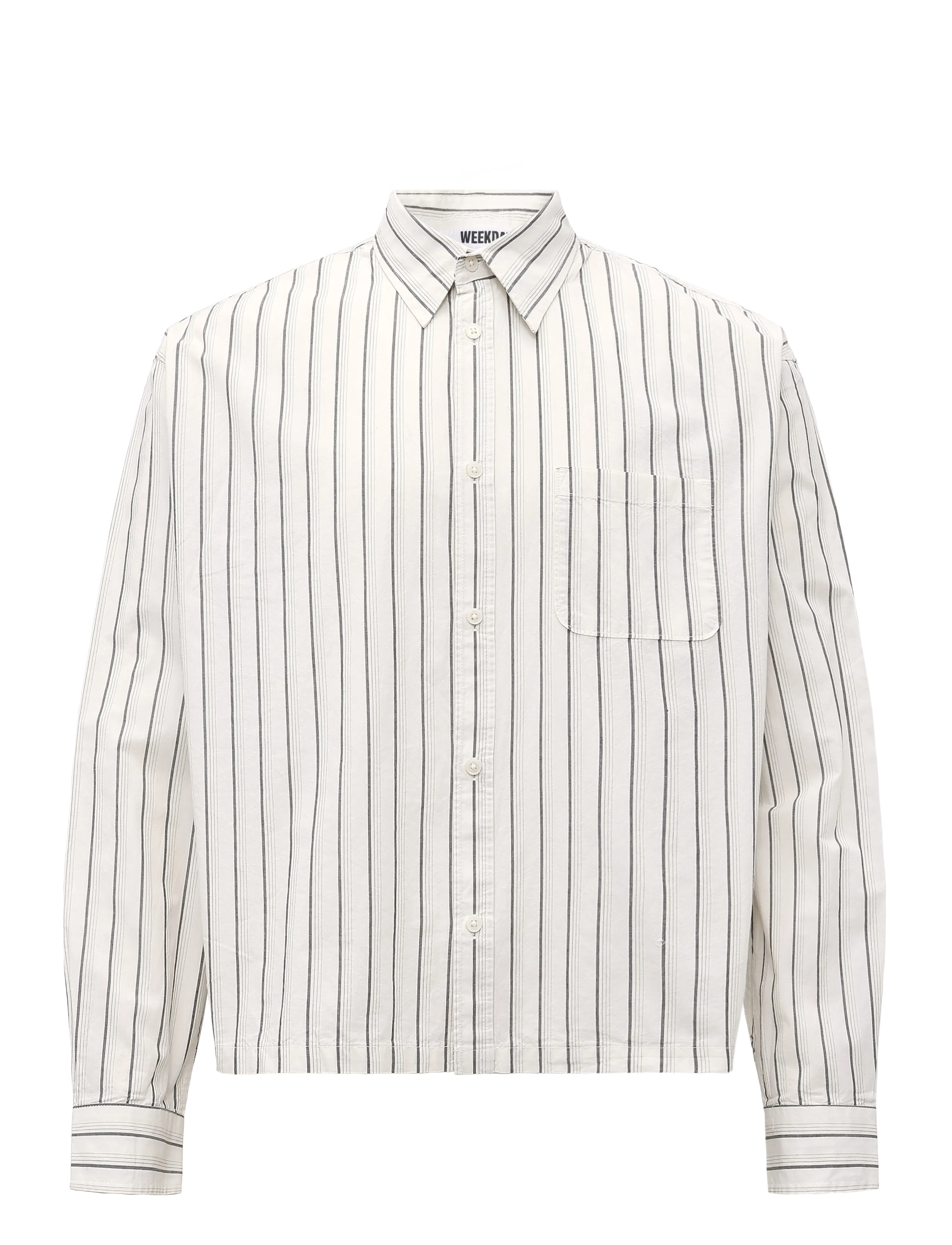 Weekday Relaxed Boxy Poplin Shirt - Weekday - OFF  WHITE / BLACK STRIPE / white