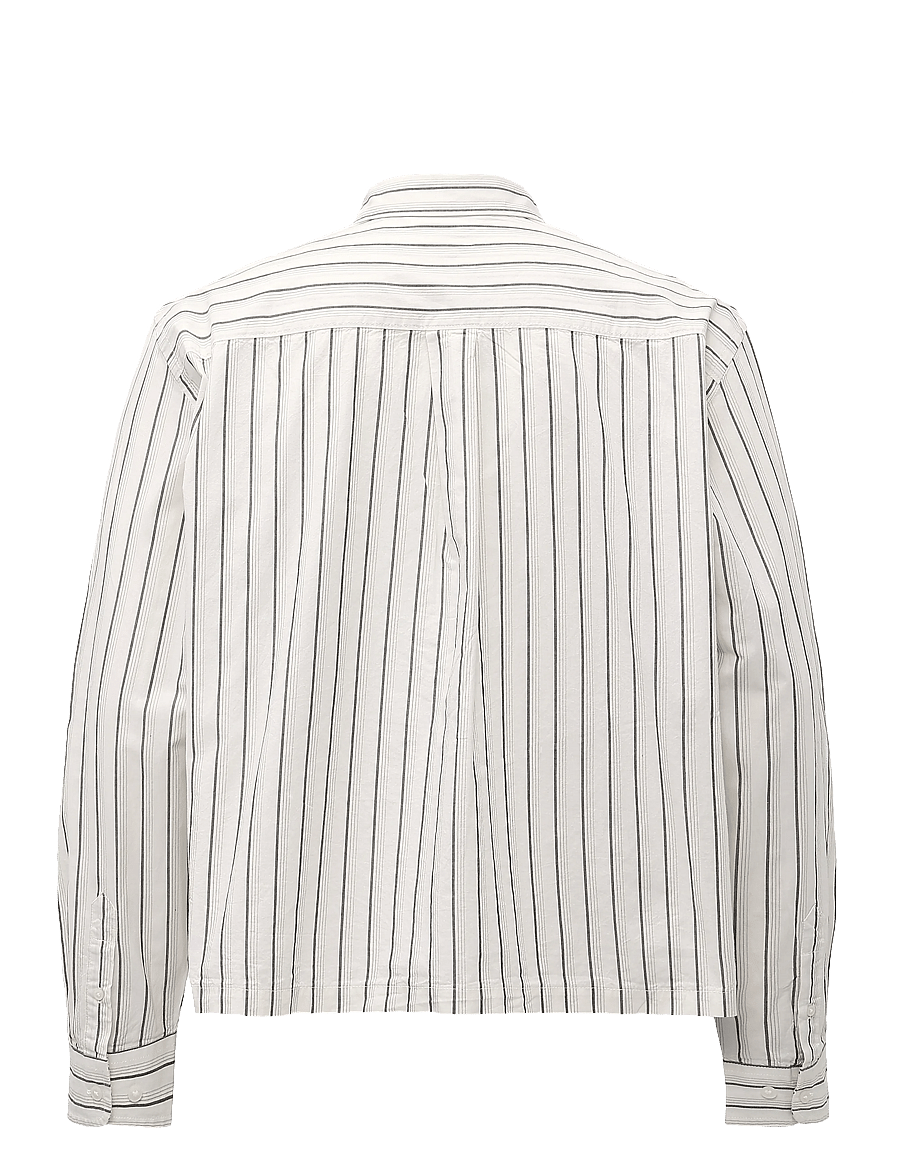 Weekday - Relaxed Boxy Poplin Shirt - ruudulised särgid - off white / black stripe - 1