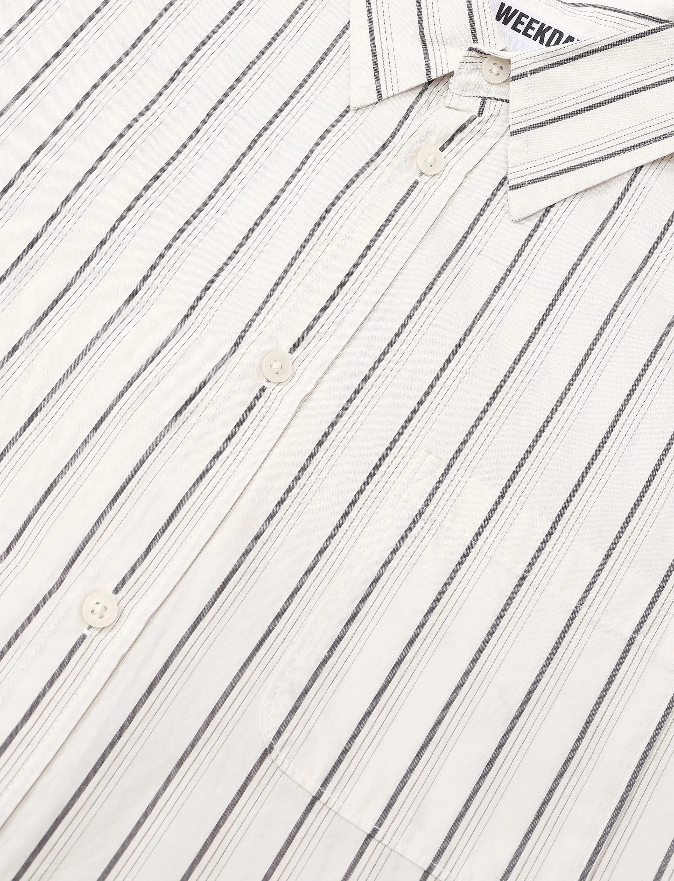 Weekday - Relaxed Boxy Poplin Shirt - ruudulised särgid - off  white / black stripe - 2