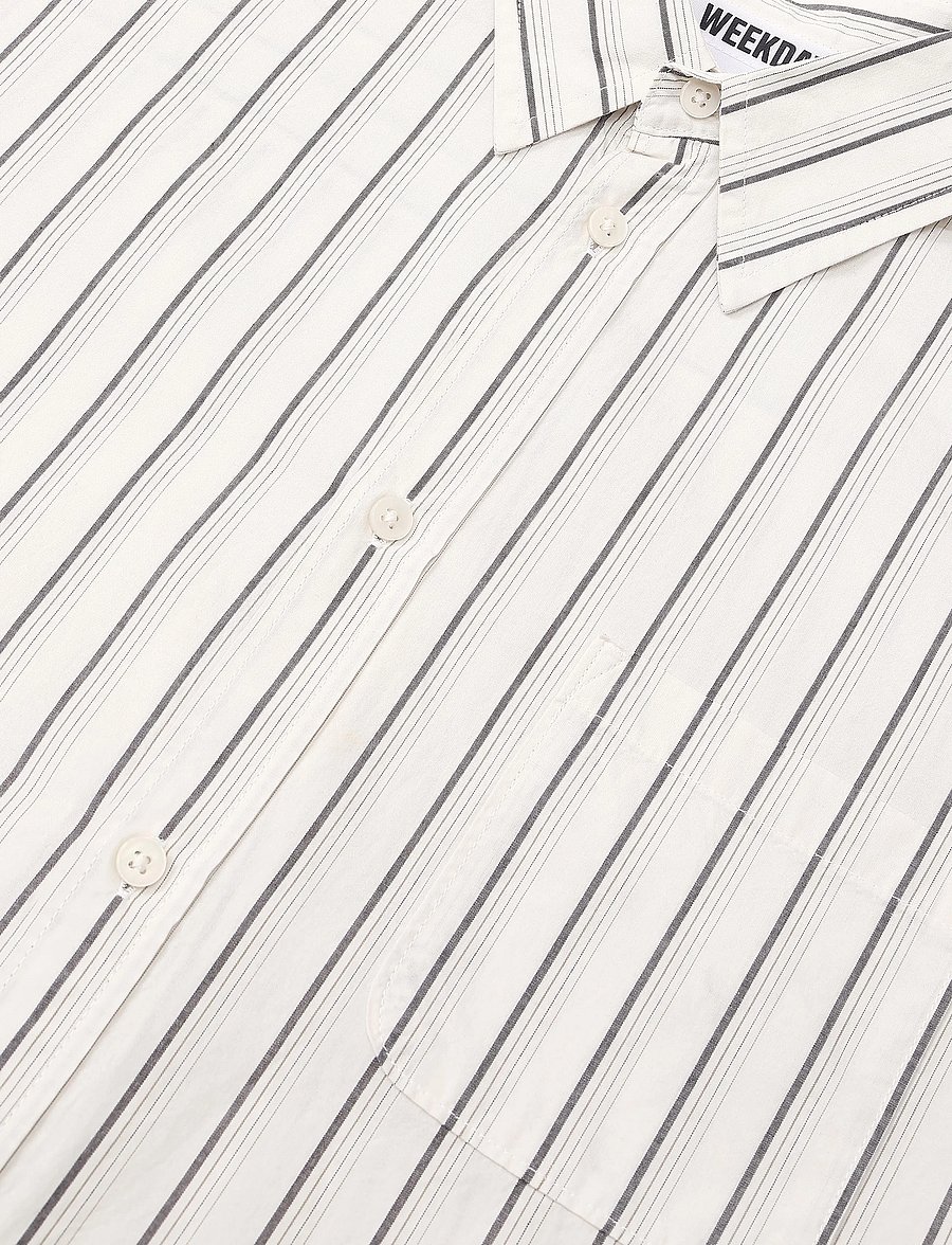 Weekday - Relaxed Boxy Poplin Shirt - ruudulised särgid - off white / black stripe - 2