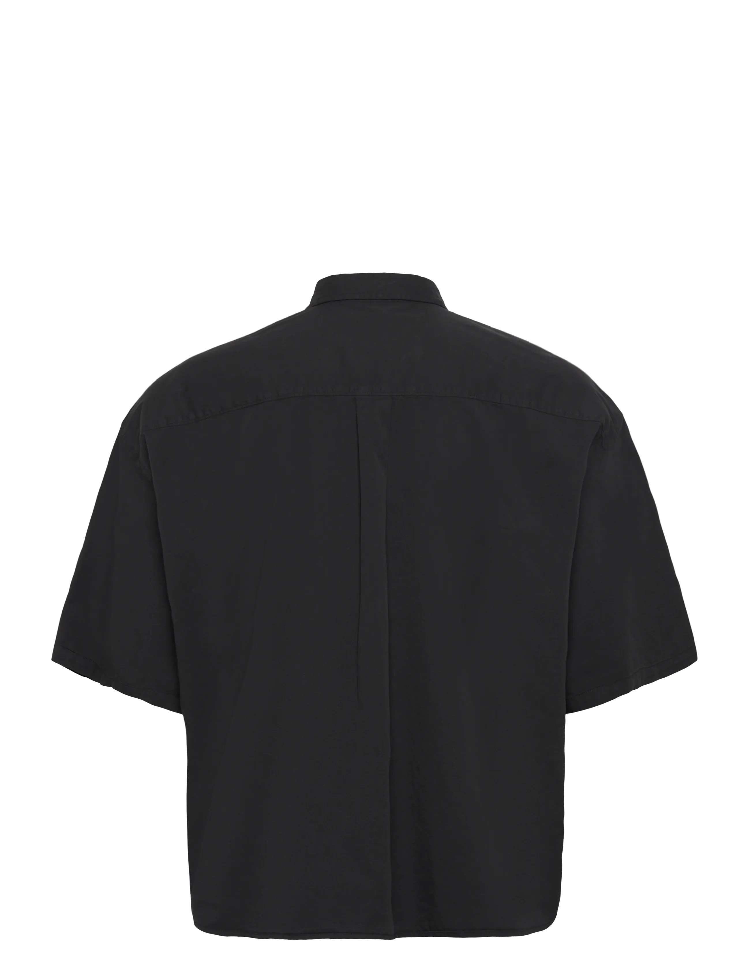 Weekday - Boxy Short-Sleeved Cotton Shirt - chemises à manches courtes - black - 1