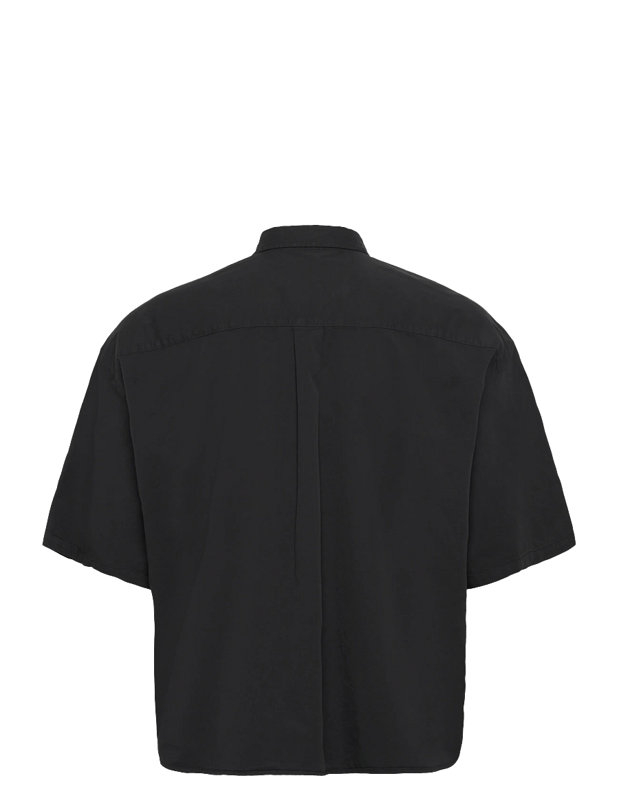Weekday - Boxy Short-Sleeved Cotton Shirt - kortermede skjorter - black - 1