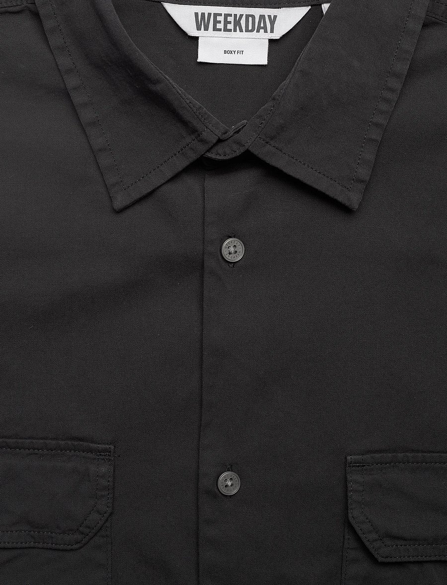 Weekday - Boxy Short-Sleeved Cotton Shirt - kortermede skjorter - black - 2