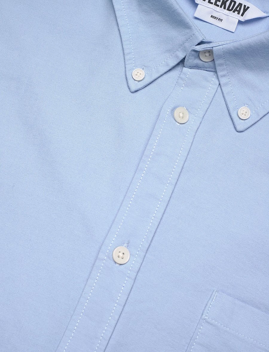 Weekday - Oxford Boxy Shirt - oxfordi särgid - washed blue oxford - 3