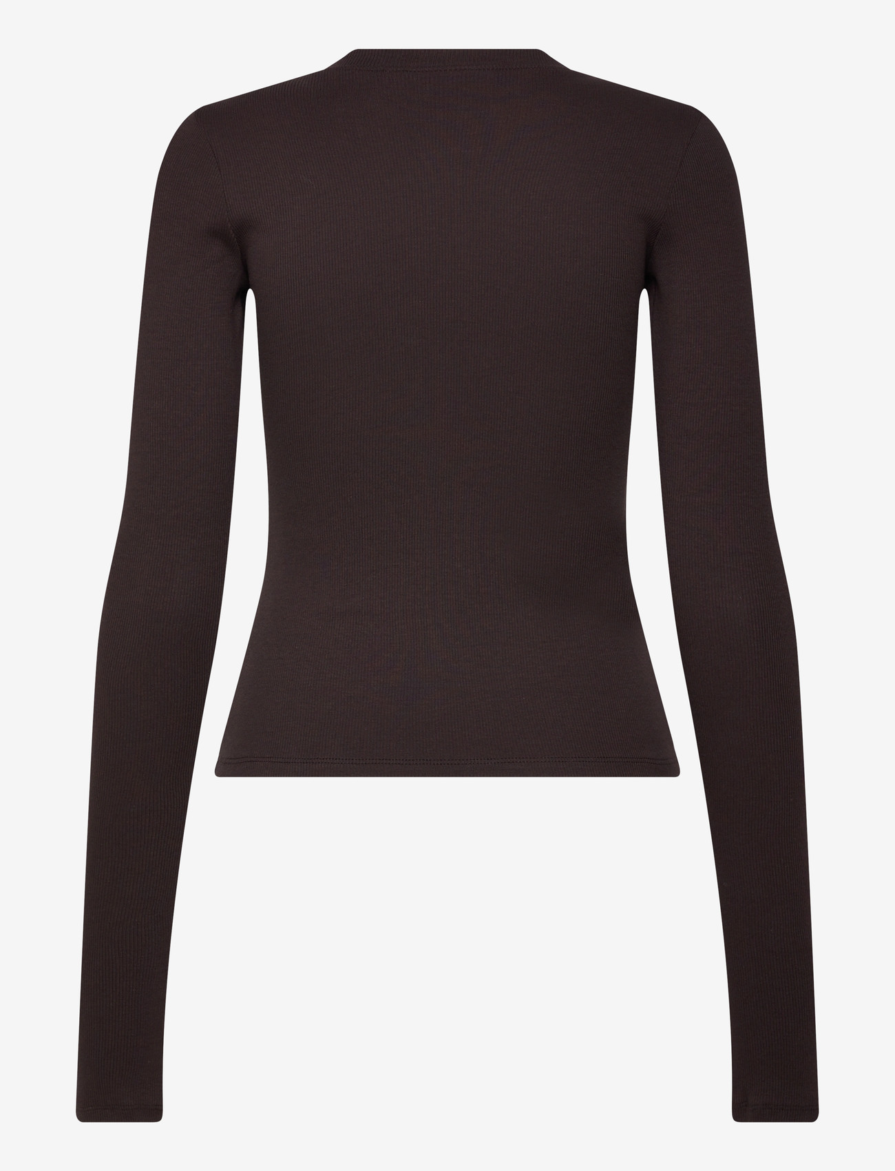 Weekday - Slim Ribbed Long-Sleeved Buttoned Cardigan - cardigans - dark brown - 1