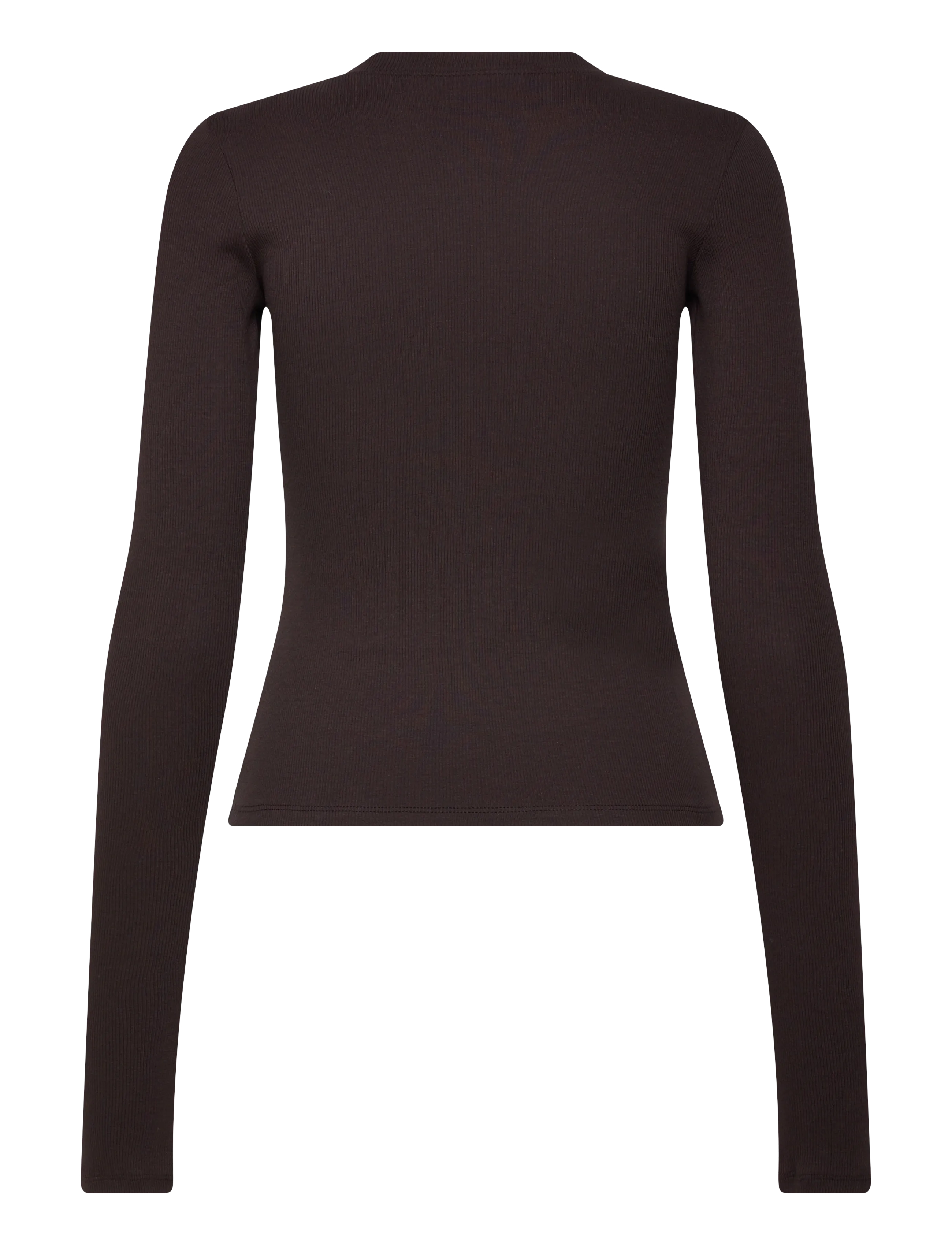 Weekday - Slim Ribbed Long-Sleeved Buttoned Cardigan - kardigani - dark brown - 1