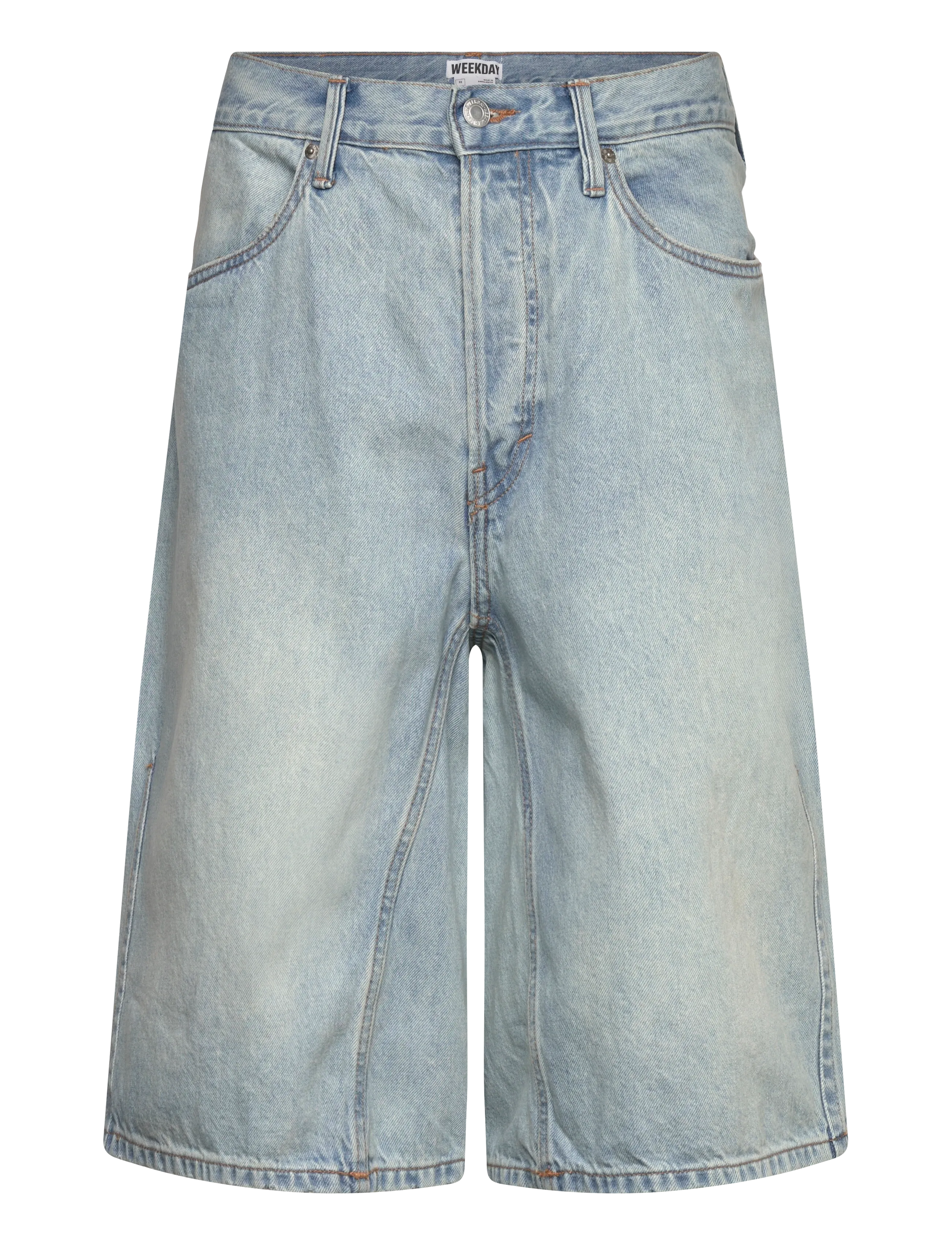 Weekday Mid Rise Loose Dart Detailed Denim Shorts - Weekday - DREAM BLUE / blue