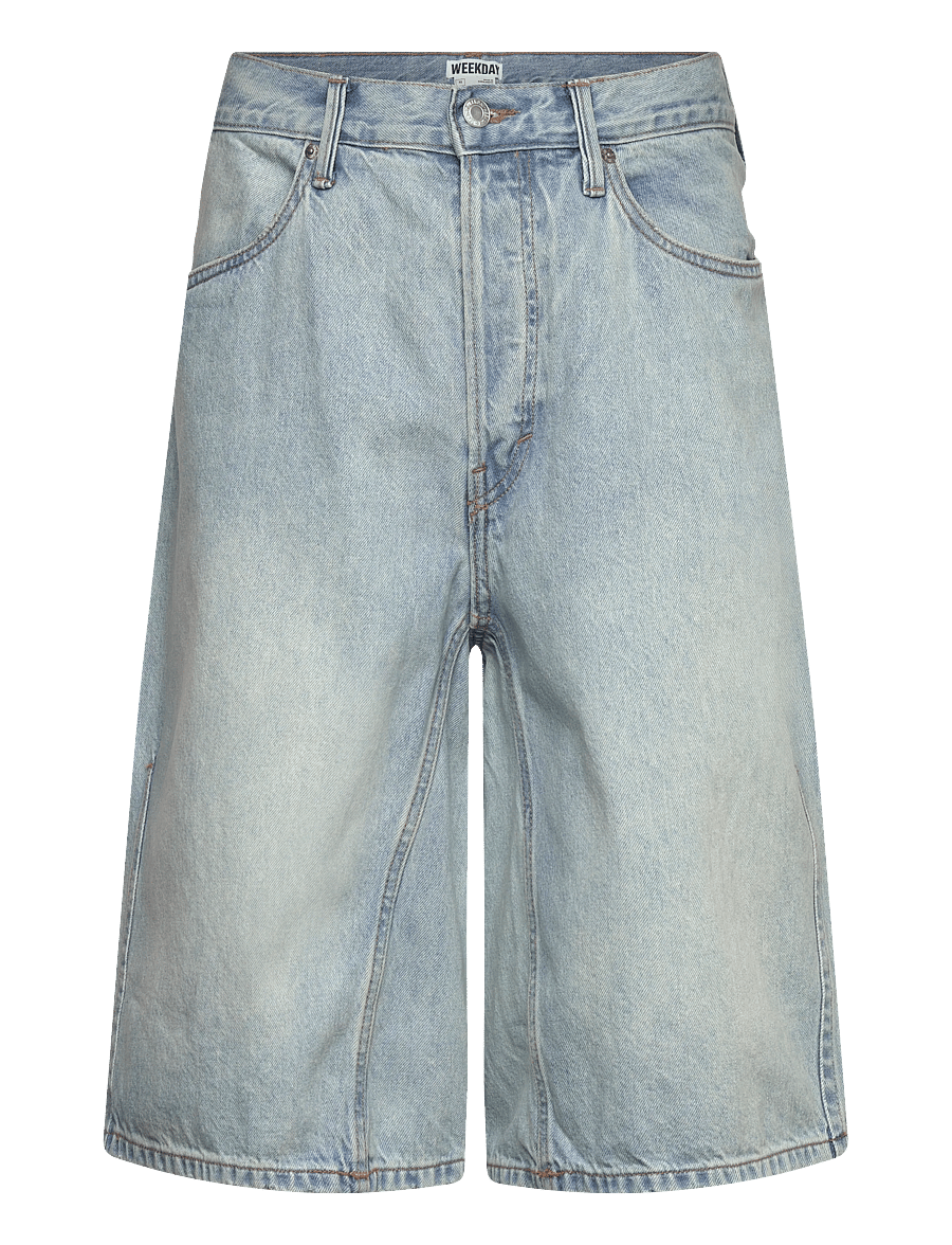 Weekday - Mid Rise Loose Dart Detailed Denim Shorts - jorts - dream blue - 0