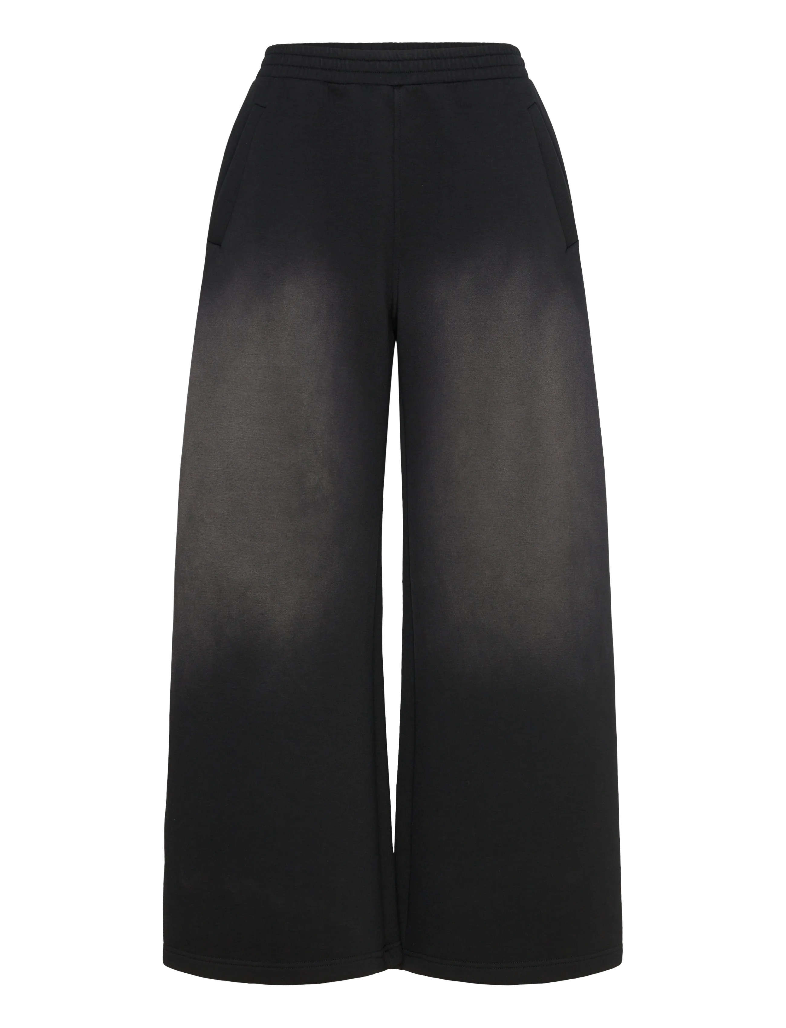 Weekday - Washed Scuba Sweatpants - laia säärega püksid - black - 0