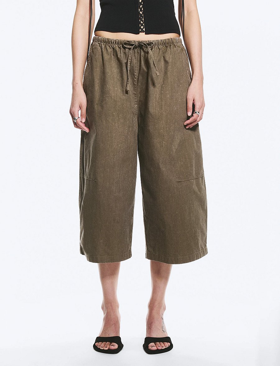 Weekday - Low Rise Loose Cropped Trousers - culottes - dark mole - 3