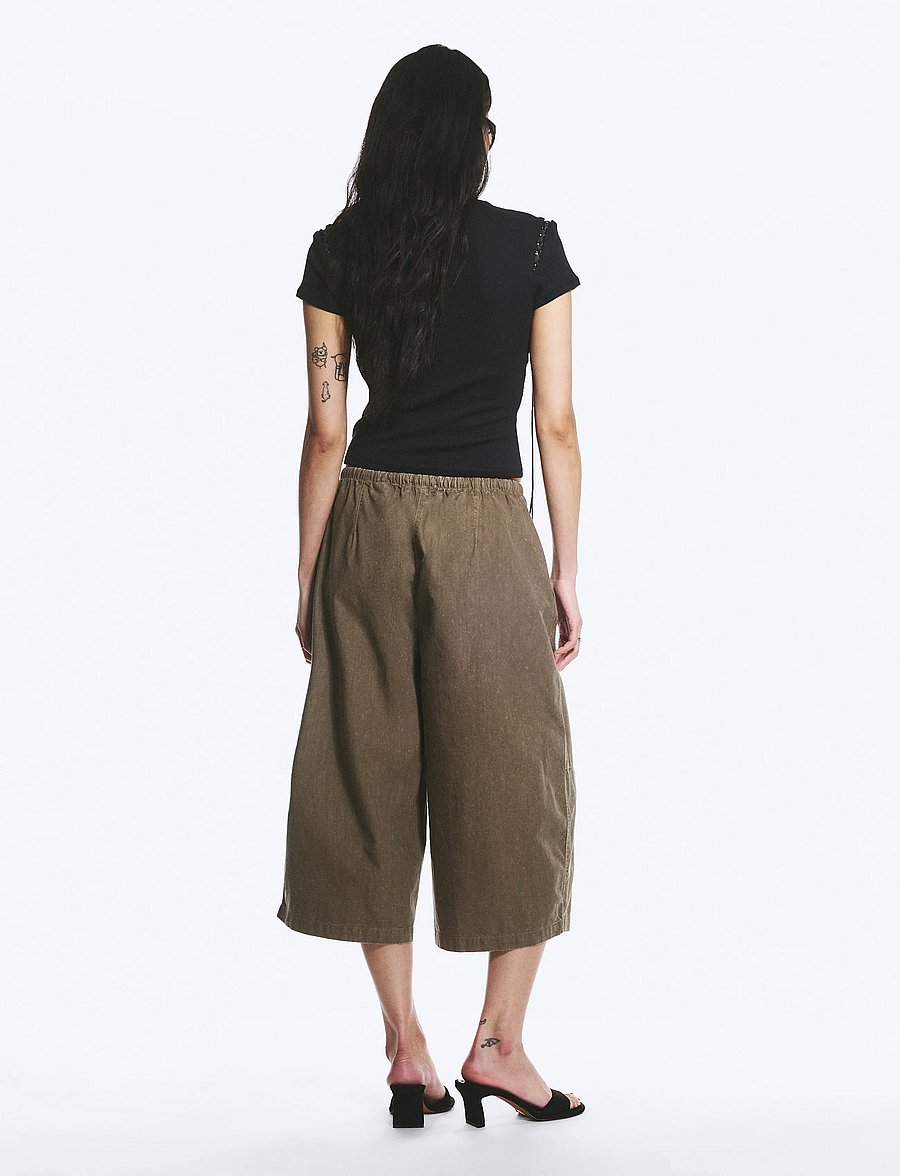 Weekday - Low Rise Loose Cropped Trousers - culottes - dark mole - 5
