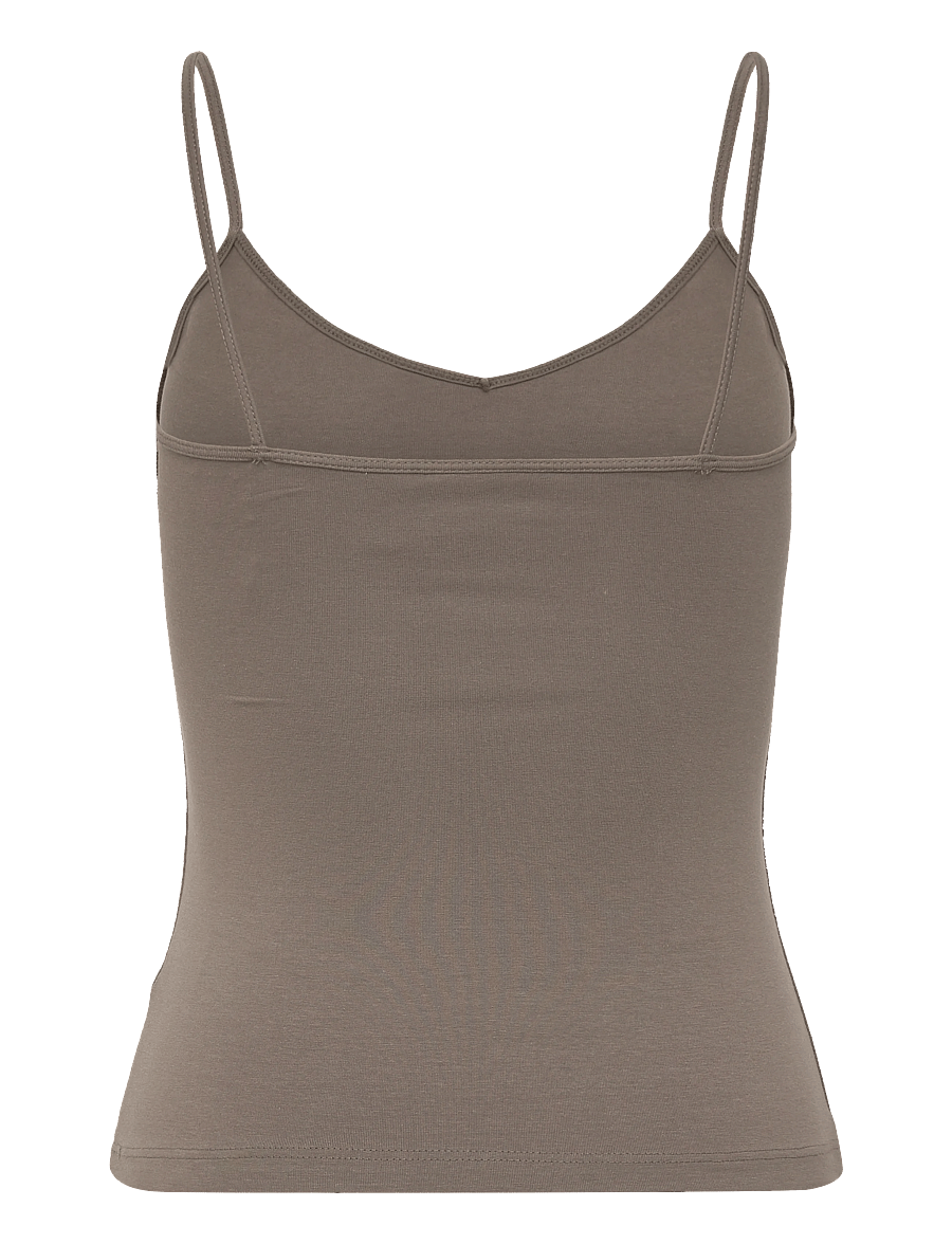 Weekday - Slim V-neck Cotton Singlet - linnen - mid grey - 1