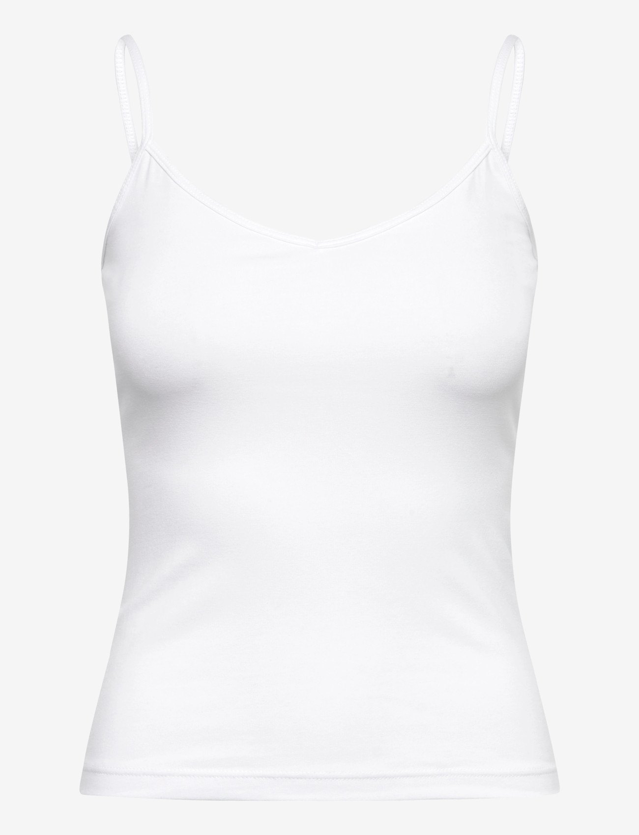 Weekday - Slim V-neck Cotton Singlet - linnen - white - 0