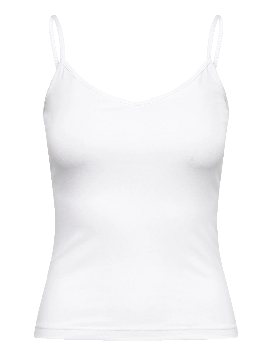 Weekday - Slim V-neck Cotton Singlet - varrukateta topid - white - 0